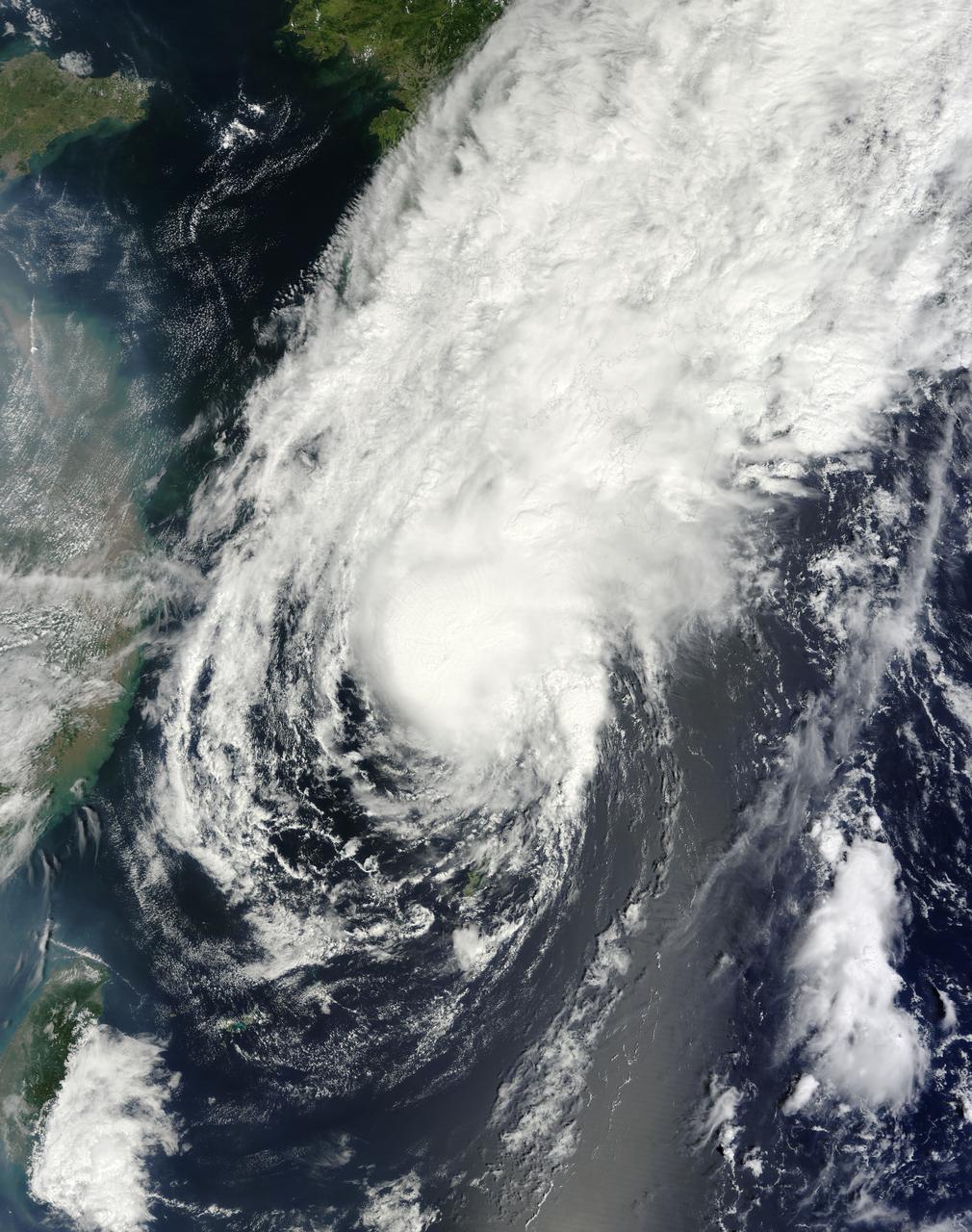 Tropical Storm Toraji Approaching Japan, 09/03/2013 at 02:10 UTC.  Terra/MODIS  <b><a href="http://www.nasa.gov/audience/formedia/features/MP_Photo_Guidelines.html" rel="nofollow">NASA image use policy.</a></b>  <b><a href="http://www.nasa.gov/centers/goddard/home/index.html" rel="nofollow">NASA Goddard Space Flight Center</a></b> enables NASA’s mission through four scientific endeavors: Earth Science, Heliophysics, Solar System Exploration, and Astrophysics. Goddard plays a leading role in NASA’s accomplishments by contributing compelling scientific knowledge to advance the Agency’s mission.  <b>Follow us on <a href="http://twitter.com/NASA_GoddardPix" rel="nofollow">Twitter</a></b>  <b>Like us on <a href="http://www.facebook.com/pages/Greenbelt-MD/NASA-Goddard/395013845897?ref=tsd" rel="nofollow">Facebook</a></b>  <b>Find us on <a href="http://instagram.com/nasagoddard?vm=grid" rel="nofollow">Instagram</a></b>  