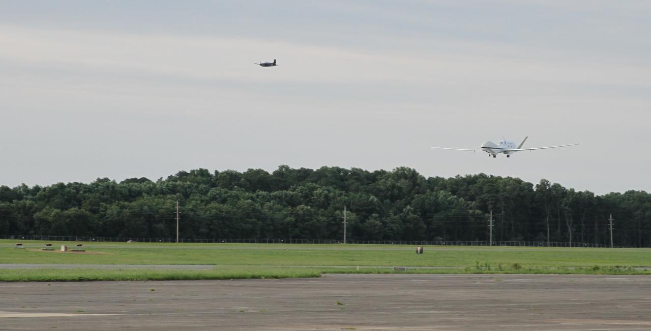 The first of two NASA Global Hawk unmanned aerial vehicles supporting the Hurricane and Severe Storm Sentinel (HS3) mission landed at 7:39 a.m. today, Aug. 14, 2013, at NASA's Wallops Flight Facility, Wallops Island, Va. During August and September, NASA will fly the two Global Hawks over the Atlantic Ocean to study tropical storms and the processes that underlie hurricane formation and intensification. The aircraft are equipped with instruments to survey the overall environment of the storms and peer into the inner core of hurricanes to study their structure and processes. For more information, visit:  <a href="http://www.nasa.gov/HS3.   " rel="nofollow">www.nasa.gov/HS3.   </a> Photo Credit: NASA Wallops  Keith Koehler NASA Wallops Flight Facility   <b><a href="http://www.nasa.gov/audience/formedia/features/MP_Photo_Guidelines.html" rel="nofollow">NASA image use policy.</a></b>  <b><a href="http://www.nasa.gov/centers/goddard/home/index.html" rel="nofollow">NASA Goddard Space Flight Center</a></b> enables NASA’s mission through four scientific endeavors: Earth Science, Heliophysics, Solar System Exploration, and Astrophysics. Goddard plays a leading role in NASA’s accomplishments by contributing compelling scientific knowledge to advance the Agency’s mission.  <b>Follow us on <a href="http://twitter.com/NASA_GoddardPix" rel="nofollow">Twitter</a></b>  <b>Like us on <a href="http://www.facebook.com/pages/Greenbelt-MD/NASA-Goddard/395013845897?ref=tsd" rel="nofollow">Facebook</a></b>  <b>Find us on <a href="http://instagram.com/nasagoddard?vm=grid" rel="nofollow">Instagram</a></b>