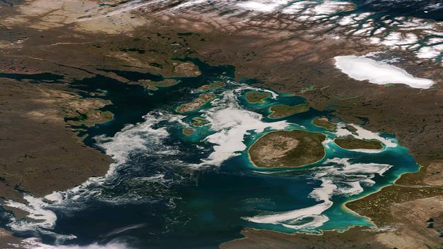 NASA image: Sea Ice and Phytoplankton Mix in the Northwestern Passage