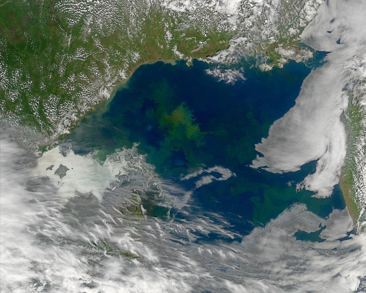 Differently colored waters in the Sea of Okhotsk on June 12, 2013 suggest differences in phytoplankton community structure from one location to the next. The ocean color community would eventually like to use remotely sensed data, such as are shown in the above Aqua-MODIS image, to better understand global phytoplankton diversity. Credit: NASA/MODIS/Aqua <b><a href="http://www.nasa.gov/audience/formedia/features/MP_Photo_Guidelines.html" rel="nofollow">NASA image use policy.</a></b> <b><a href="http://www.nasa.gov/centers/goddard/home/index.html" rel="nofollow">NASA Goddard Space Flight Center</a></b> enables NASA’s mission through four scientific endeavors: Earth Science, Heliophysics, Solar System Exploration, and Astrophysics. Goddard plays a leading role in NASA’s accomplishments by contributing compelling scientific knowledge to advance the Agency’s mission. <b>Follow us on <a href="http://twitter.com/NASA_GoddardPix" rel="nofollow">Twitter</a></b> <b>Like us on <a href="http://www.facebook.com/pages/Greenbelt-MD/NASA-Goddard/395013845897?ref=tsd" rel="nofollow">Facebook</a></b> <b>Find us on <a href="http://instagram.com/nasagoddard?vm=grid" rel="nofollow">Instagram</a></b>