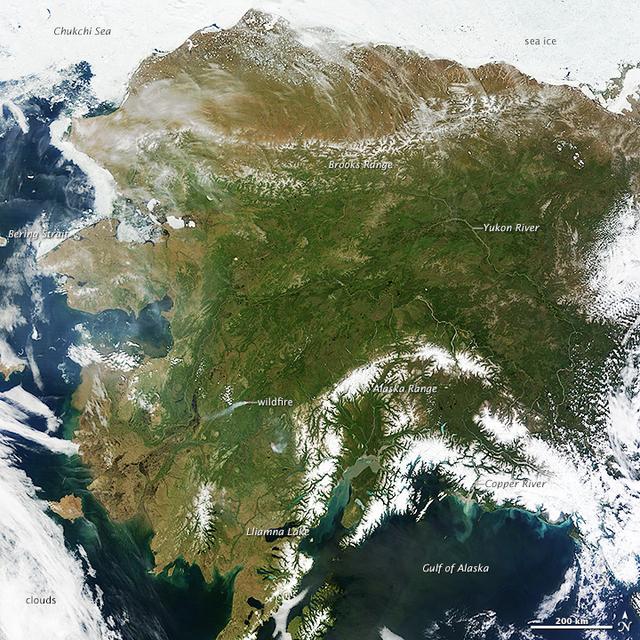 NASA image: Rare Clear View of Alaska [annotated]