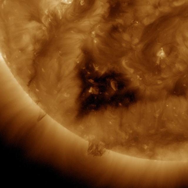 This Solar Dynamics Observatory (SDO) image of the Sun taken on January 20, 2012 in extreme ultraviolet light captures a heart-shaped dark coronal hole. Coronal holes are areas of the Sun's surface that are the source of open magnetic field lines that head way out into space. They are also the source regions of the fast solar wind, which is characterized by a relatively steady speed of approximately 800 km/s (about 1.8 million mph).   <b><a href="http://www.nasa.gov/audience/formedia/features/MP_Photo_Guidelines.html" rel="nofollow">NASA image use policy.</a></b>  <b><a href="http://www.nasa.gov/centers/goddard/home/index.html" rel="nofollow">NASA Goddard Space Flight Center</a></b> enables NASA’s mission through four scientific endeavors: Earth Science, Heliophysics, Solar System Exploration, and Astrophysics. Goddard plays a leading role in NASA’s accomplishments by contributing compelling scientific knowledge to advance the Agency’s mission.  <b>Follow us on <a href="http://twitter.com/NASA_GoddardPix" rel="nofollow">Twitter</a></b>  <b>Like us on <a href="http://www.facebook.com/pages/Greenbelt-MD/NASA-Goddard/395013845897?ref=tsd" rel="nofollow">Facebook</a></b>  <b>Find us on <a href="http://instagram.com/nasagoddard?vm=grid" rel="nofollow">Instagram</a></b>