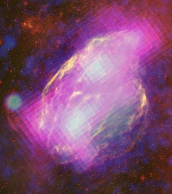 The W44 supernova remnant is nestled within and interacting with the molecular cloud that formed its parent star. Fermi's LAT detects GeV gamma rays (magenta) produced when the gas is bombarded by cosmic rays, primarily protons. Radio observations (yellow) from the Karl G. Jansky Very Large Array near Socorro, N.M., and infrared (red) data from NASA's Spitzer Space Telescope reveal filamentary structures in the remnant's shell. Blue shows X-ray emission mapped by the Germany-led ROSAT mission.   To read more go to: <a href="http://1.usa.gov/14V14qi" rel="nofollow">1.usa.gov/14V14qi</a>  <b><a href="http://www.nasa.gov/audience/formedia/features/MP_Photo_Guidelines.html" rel="nofollow">NASA image use policy.</a></b>  <b><a href="http://www.nasa.gov/centers/goddard/home/index.html" rel="nofollow">NASA Goddard Space Flight Center</a></b> enables NASA’s mission through four scientific endeavors: Earth Science, Heliophysics, Solar System Exploration, and Astrophysics. Goddard plays a leading role in NASA’s accomplishments by contributing compelling scientific knowledge to advance the Agency’s mission.  <b>Follow us on <a href="http://twitter.com/NASA_GoddardPix" rel="nofollow">Twitter</a></b>  <b>Like us on <a href="http://www.facebook.com/pages/Greenbelt-MD/NASA-Goddard/395013845897?ref=tsd" rel="nofollow">Facebook</a></b>  <b>Find us on <a href="http://instagram.com/nasagoddard?vm=grid" rel="nofollow">Instagram</a></b>  Credit: NASA/DOE/Fermi LAT Collaboration, NRAO/AUI, JPL-Caltech, ROSAT