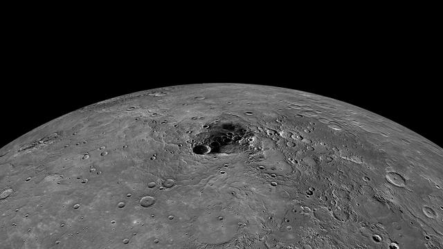 Tune in to NASA's News Conference today, November 29, 2012, at 2 p.m. EST for new findings about Mercury's polar regions.   <a href="http://www.nasa.gov/multimedia/nasatv/index.html" rel="nofollow">www.nasa.gov/multimedia/nasatv/index.html</a>    Due to its nearly vertical spin axis, Mercury's north pole is never fully sunlit. If it were, it might look something like this image, which is an orthographic projection of a global mosaic. The dark area towards the center of the image contains the north pole.   The MESSENGER spacecraft is the first ever to orbit the planet Mercury, and the spacecraft's seven scientific instruments and radio science investigation are unraveling the history and evolution of the Solar System's innermost planet. Visit the Why Mercury? section of this website to learn more about the key science questions that the MESSENGER mission is addressing. During the one-year primary mission, MESSENGER acquired 88,746 images and extensive other data sets. MESSENGER is now in a yearlong extended mission, during which plans call for the acquisition of more than 80,000 additional images to support MESSENGER's science goals.  Credit: NASA/Johns Hopkins University Applied Physics Laboratory/Carnegie Institution of Washington  <b><a href="http://www.nasa.gov/audience/formedia/features/MP_Photo_Guidelines.html" rel="nofollow">NASA image use policy.</a></b>  <b><a href="http://www.nasa.gov/centers/goddard/home/index.html" rel="nofollow">NASA Goddard Space Flight Center</a></b> enables NASA’s mission through four scientific endeavors: Earth Science, Heliophysics, Solar System Exploration, and Astrophysics. Goddard plays a leading role in NASA’s accomplishments by contributing compelling scientific knowledge to advance the Agency’s mission.  <b>Follow us on <a href="http://twitter.com/NASA_GoddardPix" rel="nofollow">Twitter</a></b>  <b>Like us on <a href="http://www.facebook.com/pages/Greenbelt-MD/NASA-Goddard/395013845897?ref=tsd" rel="nofollow">Facebook</a></b>  <b>Find us on <a href="http://instagram.com/nasagoddard?vm=grid" rel="nofollow">Instagram</a></b>