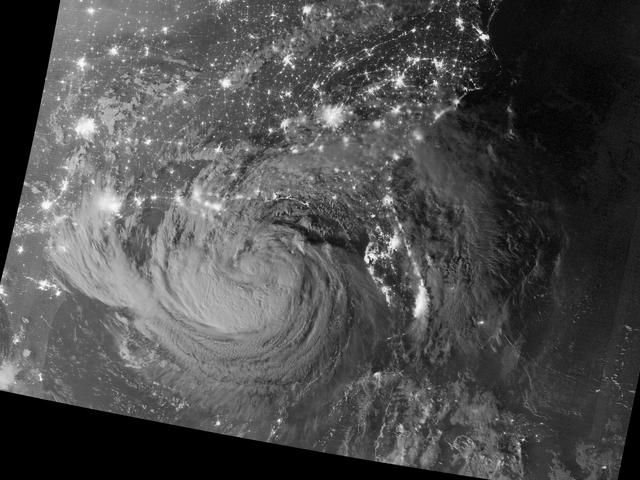 NASA image: Tropical Storm Isaac by Night