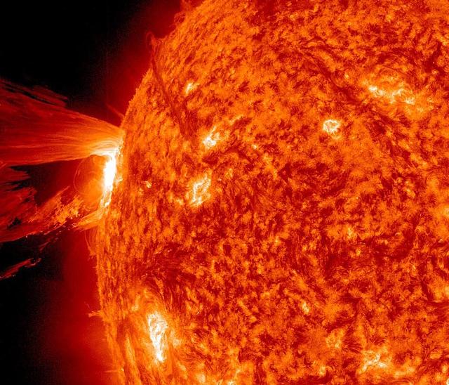 A beautiful prominence eruption shot off the east limb (left side) of the sun on Monday, April 16, 2012. Such eruptions are often associated with solar flares, and in this case an M1 class (medium-sized) flare did occur at the same time, though it was not aimed toward Earth. This event, which is still in progress, was seen by NASA’s SDO satellite.  Credit: NASA/GSFC/SDO  <b><a href="http://www.nasa.gov/audience/formedia/features/MP_Photo_Guidelines.html" rel="nofollow">NASA image use policy.</a></b>  <b><a href="http://www.nasa.gov/centers/goddard/home/index.html" rel="nofollow">NASA Goddard Space Flight Center</a></b> enables NASA’s mission through four scientific endeavors: Earth Science, Heliophysics, Solar System Exploration, and Astrophysics. Goddard plays a leading role in NASA’s accomplishments by contributing compelling scientific knowledge to advance the Agency’s mission.  <b>Follow us on <a href="http://twitter.com/NASA_GoddardPix" rel="nofollow">Twitter</a></b>  <b>Like us on <a href="http://www.facebook.com/pages/Greenbelt-MD/NASA-Goddard/395013845897?ref=tsd" rel="nofollow">Facebook</a></b>  <b>Find us on <a href="http://instagrid.me/nasagoddard/?vm=grid" rel="nofollow">Instagram</a></b> 