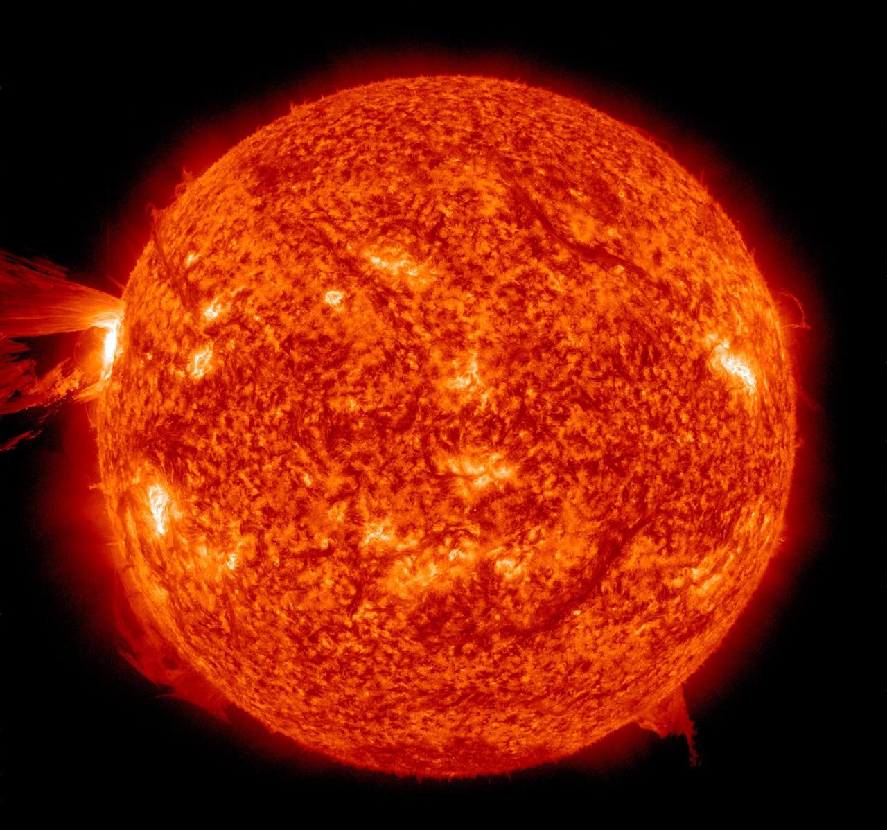 A beautiful prominence eruption shot off the east limb (left side) of the sun on Monday, April 16, 2012. Such eruptions are often associated with solar flares, and in this case an M1 class (medium-sized) flare did occur at the same time, though it was not aimed toward Earth. This event, which is still in progress, was seen by NASA’s SDO satellite. Credit: NASA/GSFC/SDO <b><a href="http://www.nasa.gov/audience/formedia/features/MP_Photo_Guidelines.html" rel="nofollow">NASA image use policy.</a></b> <b><a href="http://www.nasa.gov/centers/goddard/home/index.html" rel="nofollow">NASA Goddard Space Flight Center</a></b> enables NASA’s mission through four scientific endeavors: Earth Science, Heliophysics, Solar System Exploration, and Astrophysics. Goddard plays a leading role in NASA’s accomplishments by contributing compelling scientific knowledge to advance the Agency’s mission. <b>Follow us on <a href="http://twitter.com/NASA_GoddardPix" rel="nofollow">Twitter</a></b> <b>Like us on <a href="http://www.facebook.com/pages/Greenbelt-MD/NASA-Goddard/395013845897?ref=tsd" rel="nofollow">Facebook</a></b> <b>Find us on <a href="http://instagrid.me/nasagoddard/?vm=grid" rel="nofollow">Instagram</a></b>