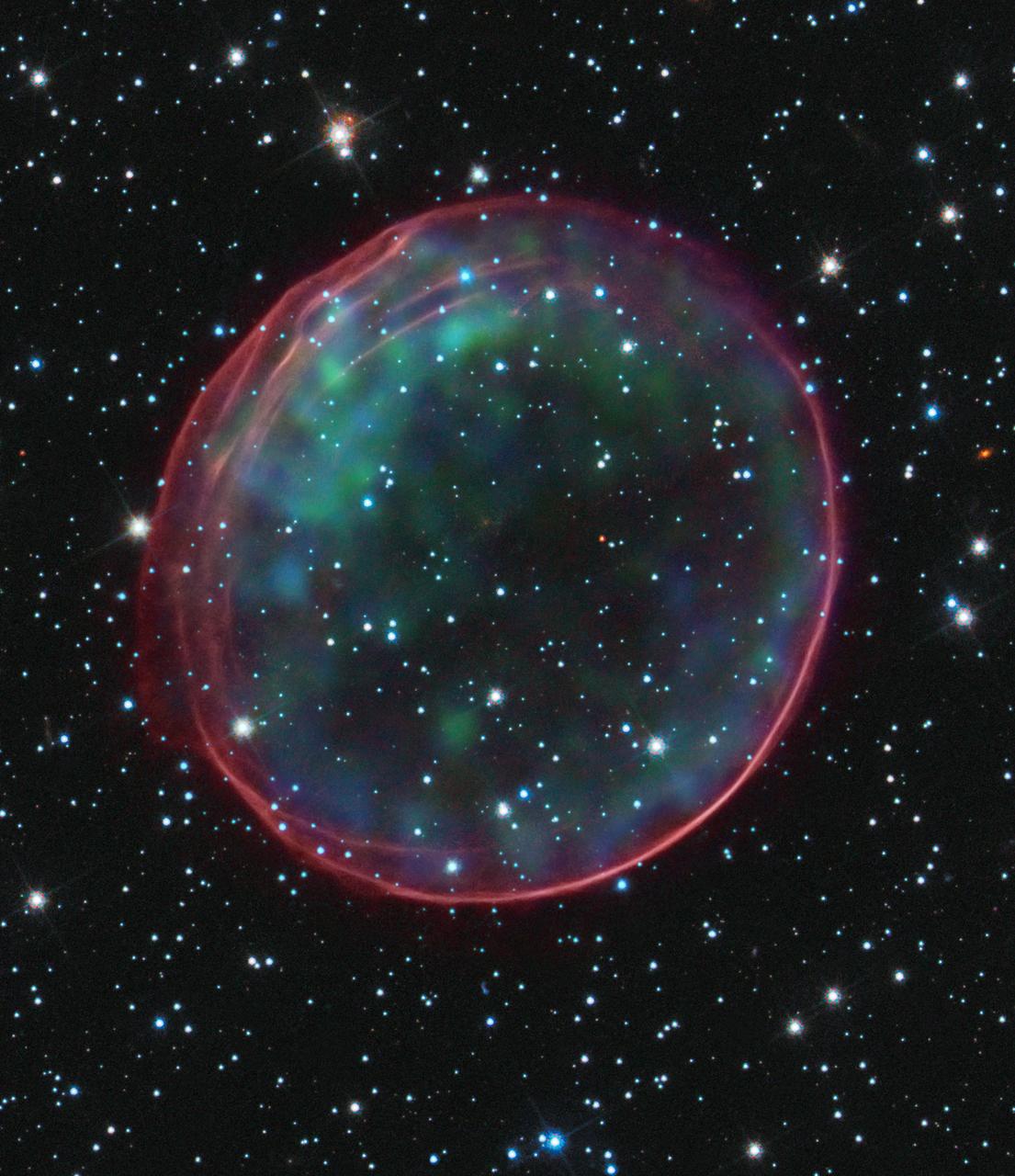 NASA image release January 11, 2012  Using NASA's Hubble Space Telescope, astronomers have solved a longstanding mystery on the type of star, or so-called progenitor, that caused a supernova in a nearby galaxy. The finding yields new observational data for pinpointing one of several scenarios that could trigger such outbursts.  Based on previous observations from ground-based telescopes, astronomers knew that a kind of supernova called a Type Ia created a remnant named SNR 0509-67.5, which lies 170,000 light-years away in the Large Magellanic Cloud galaxy. The type of system that leads to this kind of supernova explosion has long been a high importance problem with various proposed solutions but no decisive answer. All these solutions involve a white dwarf star that somehow increases in mass to the highest limit. Astronomers failed to find any companion star near the center of the remnant, and this rules out all but one solution, so the only remaining possibility is that this one Type Ia supernova came from a pair of white dwarfs in close orbit.  To read more go to: <a href="http://www.nasa.gov/mission_pages/hubble/science/supernova-source.html" rel="nofollow">www.nasa.gov/mission_pages/hubble/science/supernova-sourc...</a>  Image Credit: NASA, ESA, CXC, SAO, the Hubble Heritage Team (STScI/AURA), and J. Hughes (Rutgers University)  <b><a href="http://www.nasa.gov/audience/formedia/features/MP_Photo_Guidelines.html" rel="nofollow">NASA image use policy.</a></b>  <b><a href="http://www.nasa.gov/centers/goddard/home/index.html" rel="nofollow">NASA Goddard Space Flight Center</a></b> enables NASA’s mission through four scientific endeavors: Earth Science, Heliophysics, Solar System Exploration, and Astrophysics. Goddard plays a leading role in NASA’s accomplishments by contributing compelling scientific knowledge to advance the Agency’s mission.  <b>Follow us on <a href="http://twitter.com/NASA_GoddardPix" rel="nofollow">Twitter</a></b>  <b>Like us on <a href="http://www.facebook.com/pages/Greenbelt-MD/NASA-Goddard/395013845897?ref=tsd" rel="nofollow">Facebook</a></b>  <b>Find us on <a href="http://instagrid.me/nasagoddard/?vm=grid" rel="nofollow">Instagram</a></b>