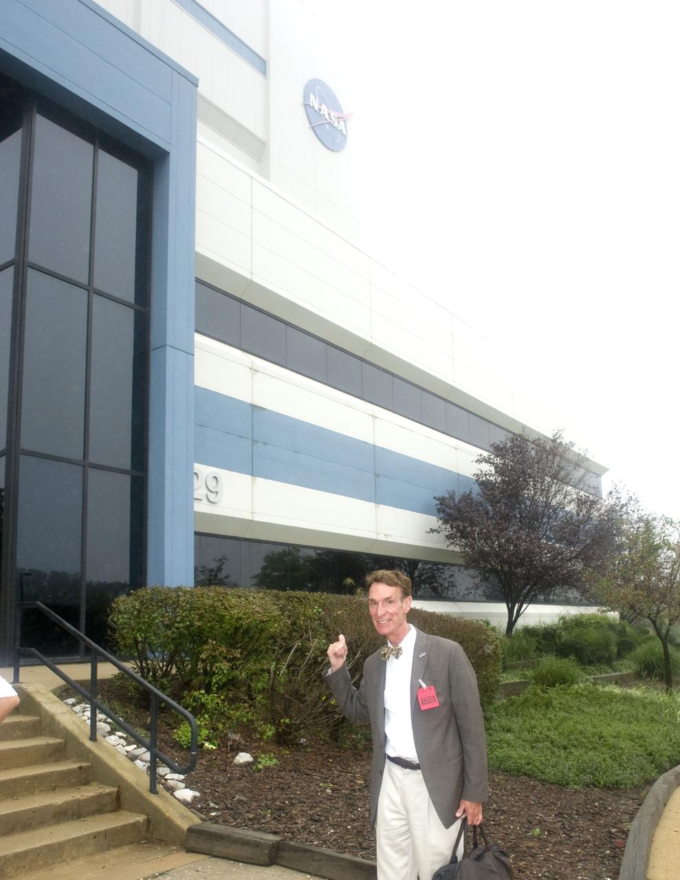 Bill Nye at the building 29  during a tour of Goddard Space Flight Center on September 8, 2011  Credit: NASA/GSFC/Bill Hrybyk  <b><a href="http://www.nasa.gov/centers/goddard/home/index.html" rel="nofollow">NASA Goddard Space Flight Center</a></b> enables NASA’s mission through four scientific endeavors: Earth Science, Heliophysics, Solar System Exploration, and Astrophysics. Goddard plays a leading role in NASA’s accomplishments by contributing compelling scientific knowledge to advance the Agency’s mission.  <b>Follow us on <a href="http://twitter.com/NASA_GoddardPix" rel="nofollow">Twitter</a></b>  <b>Like us on <a href="http://www.facebook.com/pages/Greenbelt-MD/NASA-Goddard/395013845897?ref=tsd" rel="nofollow">Facebook</a></b>  <b>Find us on <a href="http://web.stagram.com/n/nasagoddard/?vm=grid" rel="nofollow">Instagram</a></b>