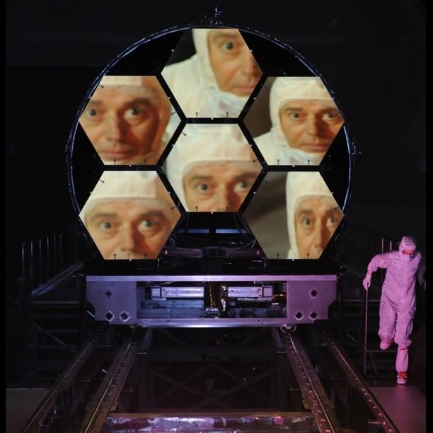 Project scientist Mark Clampin is reflected in the flight mirrors of the Webb Space Telescope at Marshall Space Flight Center.  Portions of the Webb telescope are being built at NASA Goddard.    Credit: Ball Aerospace/NASA  <b><a href="http://www.nasa.gov/centers/goddard/home/index.html" rel="nofollow">NASA Goddard Space Flight Center</a></b> enables NASA’s mission through four scientific endeavors: Earth Science, Heliophysics, Solar System Exploration, and Astrophysics. Goddard plays a leading role in NASA’s accomplishments by contributing compelling scientific knowledge to advance the Agency’s mission.  <b>Follow us on <a href="http://twitter.com/NASA_GoddardPix" rel="nofollow">Twitter</a></b>  <b>Join us on <a href="http://www.facebook.com/pages/Greenbelt-MD/NASA-Goddard/395013845897?ref=tsd" rel="nofollow">Facebook</a></b>  <b>Find us on <a href="http://instagr.am/p/E_05l/" rel="nofollow">Instagram</a></b> 