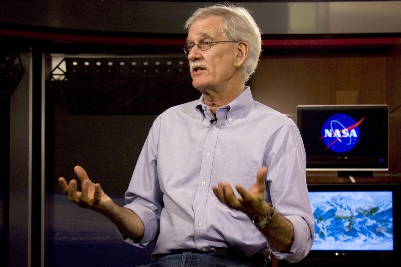 Senior Earth Scientist Dr. Compton Tucker talks about the new climate siumulation facility.  Credit: NASA/Goddard Space Flight Center