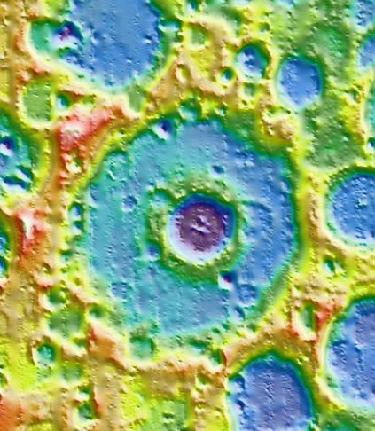 NASA image release May 14, 2010  Einstein and Einstein A: A Study in Crater Morphology  Located on the western limb of the Moon, Einstein and Einstein A craters (16.3oN, 271.3oE ) are only visible to Earth-based observers during certain lunar lighting and orientation conditions. Einstein A is younger than Einstein, as indicated by the fact that it lies squarely in the middle of the floor of Einstein. When viewed in topographic data, these two craters reveal much about the relative age and shape of an impact crater. To understand further, let's first take a look at Einstein. Einstein is a fairly large crater that spans 198 km across. A crater's size alone however cannot reveal much about age. ÊEinstein's relative age can be determined by examining the frequency and distribution of impact craters overprinted on its rim and floor. Younger craters have had fewer impacts, which enables them to retain their original morphology. Einstein A reveals most of its original structure, including a raised rim and ejecta blanket, and is therefore a relatively young crater as compared to Einstein, whose original structure has been somewhat degraded over time by smaller impacts. The Einstein craters were named after famed physicist, philosopher, and scientist Albert Einstein (1879-1955).  To learn more go to: <a href="http://www.nasa.gov/mission_pages/LRO/multimedia/lroimages/lola-20100514-einstein.html" rel="nofollow">www.nasa.gov/mission_pages/LRO/multimedia/lroimages/lola-...</a>  <b><a href="http://www.nasa.gov/centers/goddard/home/index.html" rel="nofollow">NASA Goddard Space Flight Center</a></b>  is home to the nation's largest organization of combined scientists, engineers and technologists that build spacecraft, instruments and new technology to study the Earth, the sun, our solar system, and the universe.