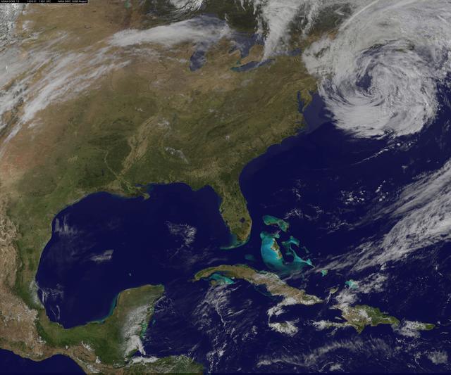 NASA image: NASA GOES-12 East Coast view March 31, 2010