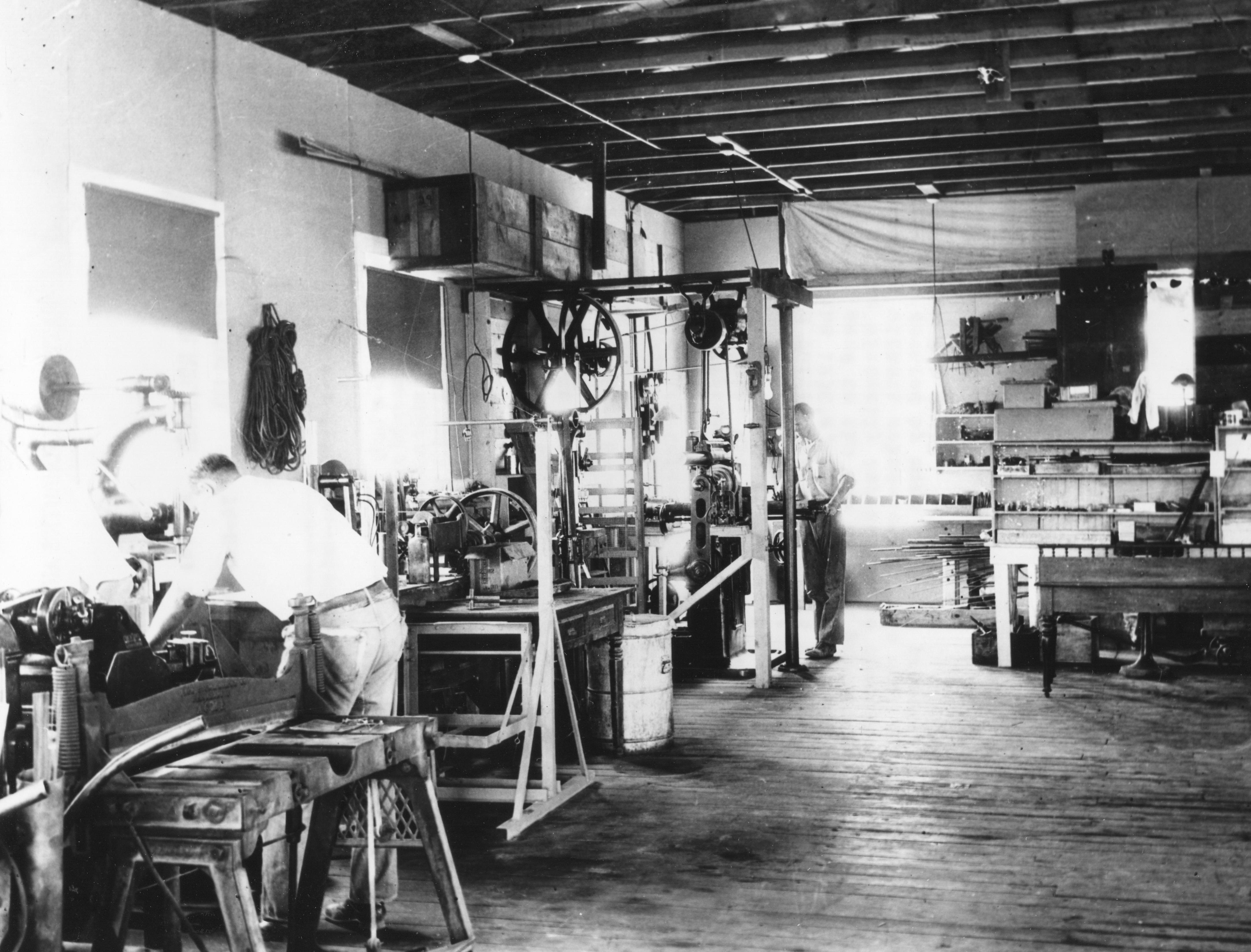 1930-1932--Interior view along the south side, looking west, of Dr. Robert Goddard's shop at the Mescalero Ranch in New Mexico. Mr. A. Kisk and Mr. C Mansur are the staff members shown. <b><a href="http://www.nasa.gov/centers/goddard/home/index.html" rel="nofollow">NASA Goddard Space Flight Center</a></b> enables NASA’s mission through four scientific endeavors: Earth Science, Heliophysics, Solar System Exploration, and Astrophysics. Goddard plays a leading role in NASA’s accomplishments by contributing compelling scientific knowledge to advance the Agency’s mission. <b>Follow us on <a href="http://twitter.com/NASA_GoddardPix" rel="nofollow">Twitter</a></b> <b>Join us on <a href="http://www.facebook.com/pages/Greenbelt-MD/NASA-Goddard/395013845897?ref=tsd" rel="nofollow">Facebook</a></b>