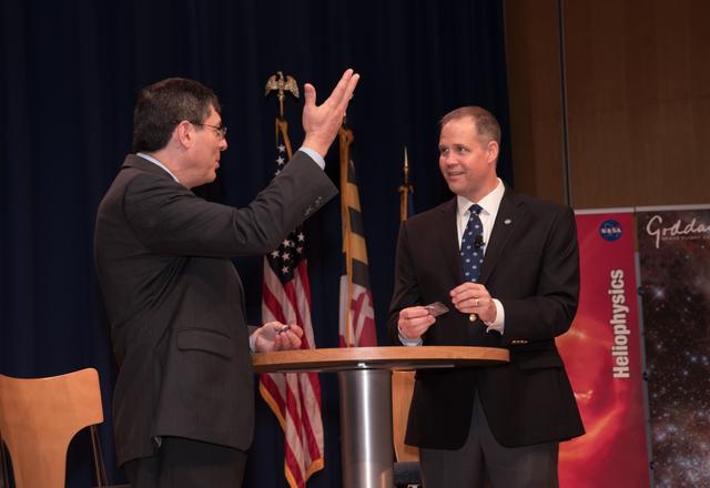 NASA Administrator Jim Bridenstine meets with Goddard Space Flight Center employees during his first visit to the Maryland facility.