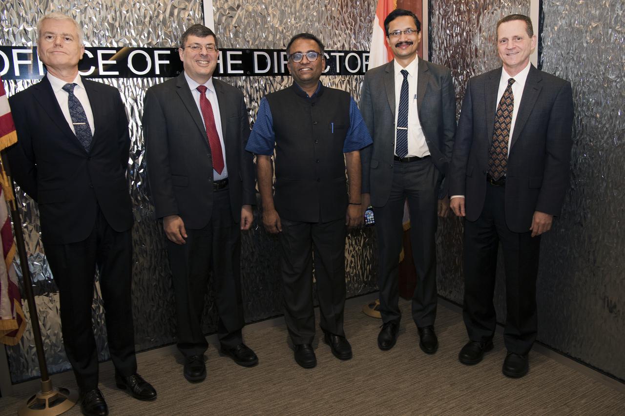 Indian Space Research Organization ISRO visited Goddard March 13, 2019  pictured here with Mark Clampin and Center Director Chris Scolese  