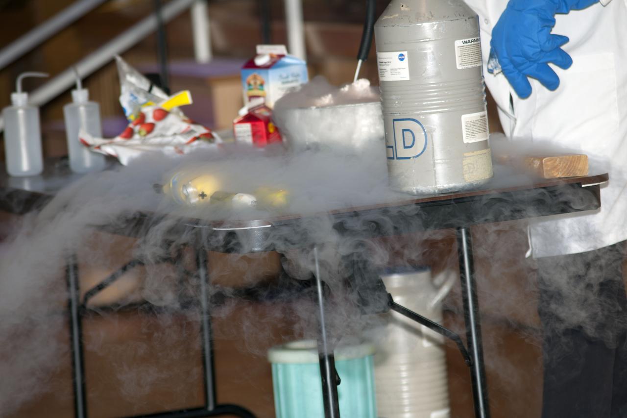 STEM 2019 program including middle school girls and boys who participated in hands-on activities in Science, Technology, Engineering and Math  July 15-19, 2019   Liquid nitrogen for ice cream 