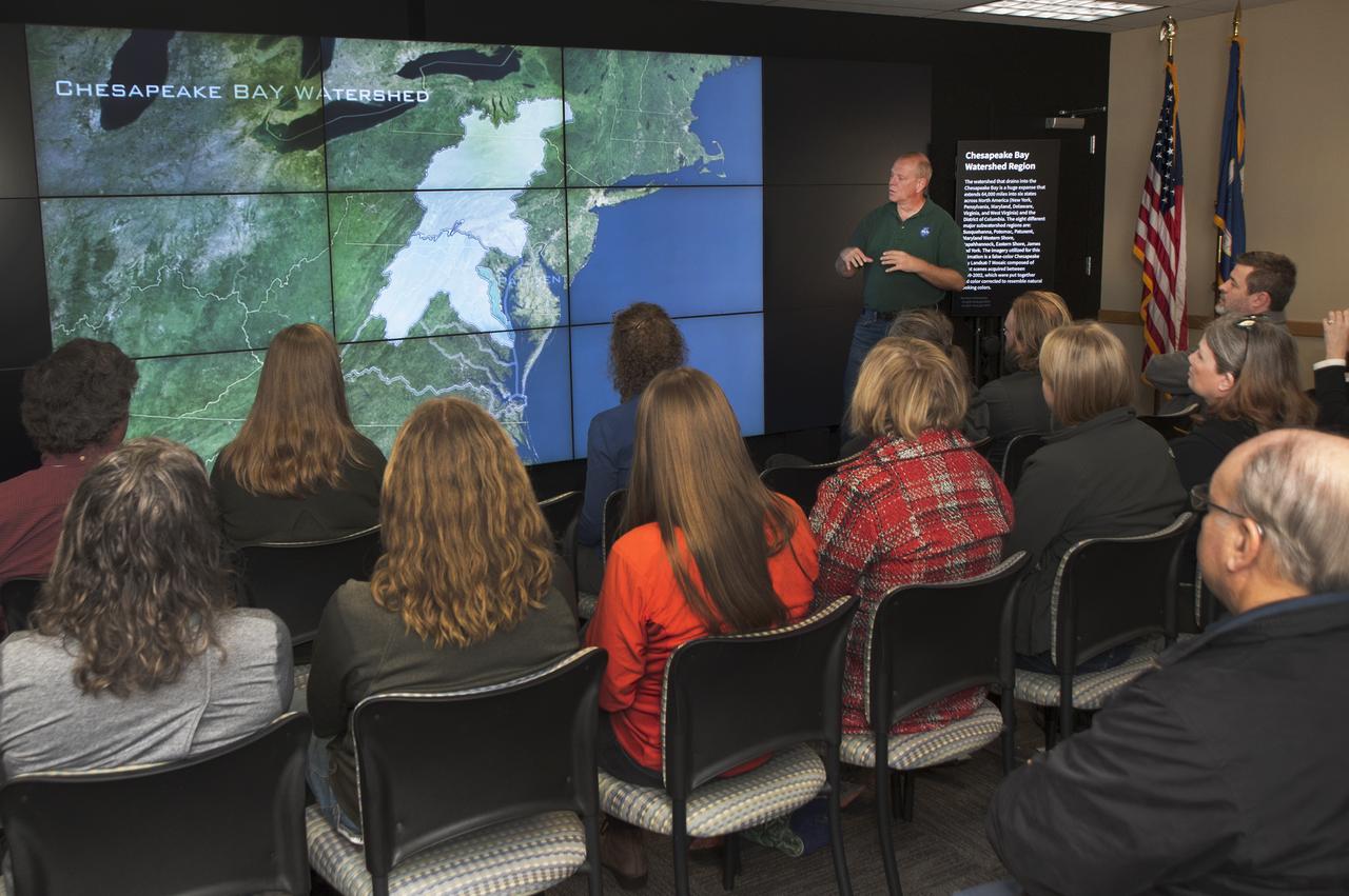 Earth to Sky Academy October 23, 2019 Locations: Building 28 Dr. Piers J. Sellers Data Visualization Theater, first floor atrium and east lawn, Building 21 GIC2 (Library) MOSI Request # 2020-896-0 10/23/2019 is the field trip day of our five-day workshop for the Earth to Sky Academy. Images will be used to show what the experience is like for reporting and marketing purposes.  Earth to Sky Academy NASA Goddard Space Flight Center – Greenbelt, MD    October 21–25, 2019 A tuition-free course for interpreters, informal educators, and science communicators interested in creating and nurturing regional communities of practice focused on improving climate science communication. About the Earth to Sky Academy  Since 2004, the Earth to Sky interagency partnership (ETS) has been sharing NASA science with informal educators through a variety of professional development events, including a series of regional courses in climate science and communication. A hallmark of the ETS training model is purposeful, ongoing engagement with participants to encourage sharing and collaborative learning. In an effort to strengthen and grow the ETS community of practice, ETS leadership is developing a network of ETS regional communities, each led by small teams of trained ETS regional leaders. The Earth to Sky Academy (ETSA) five-day course marks the launch of this long-term effort. 