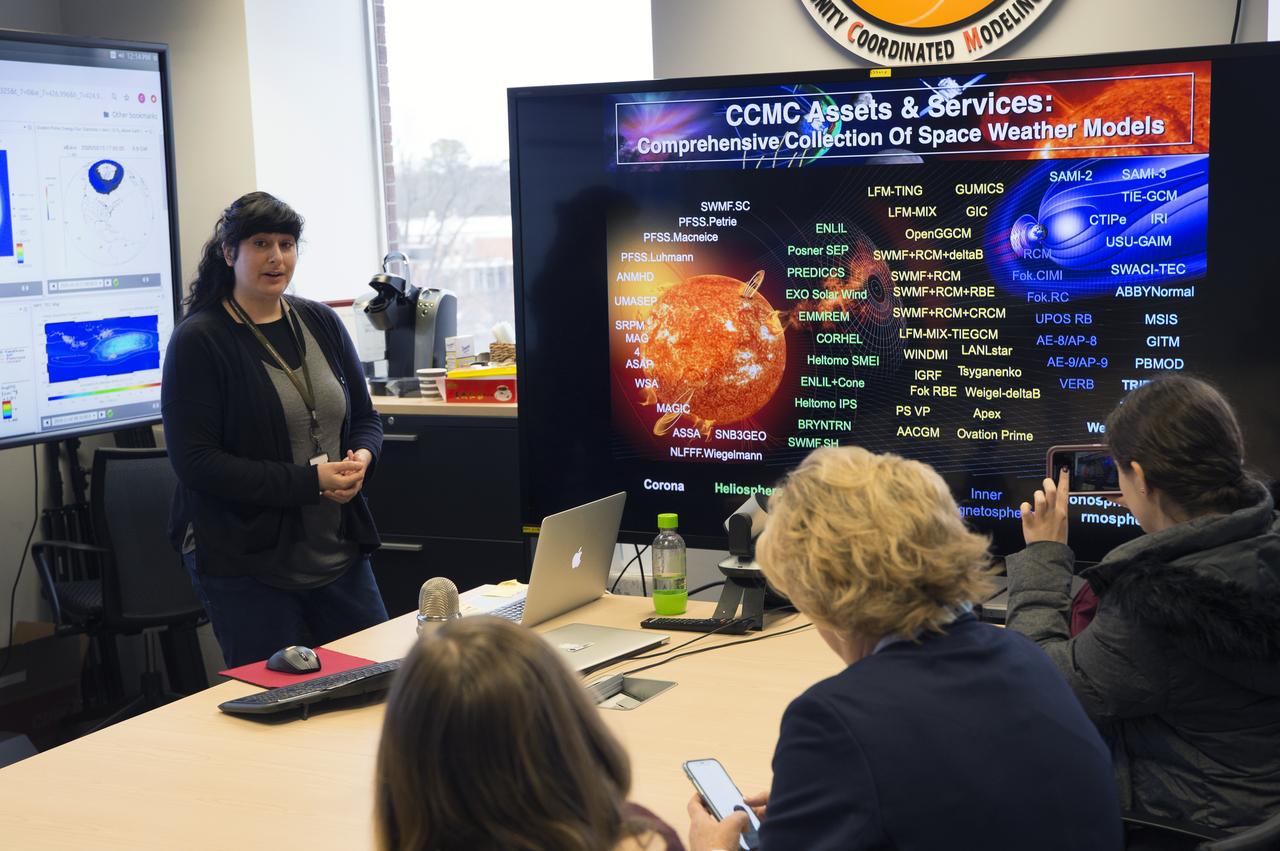 Social media followers visited GSFC Feb 10, 2020 Here they visit Community Coordinate Modeling Center B21 as Leila Mays gives a talk on solar weather  