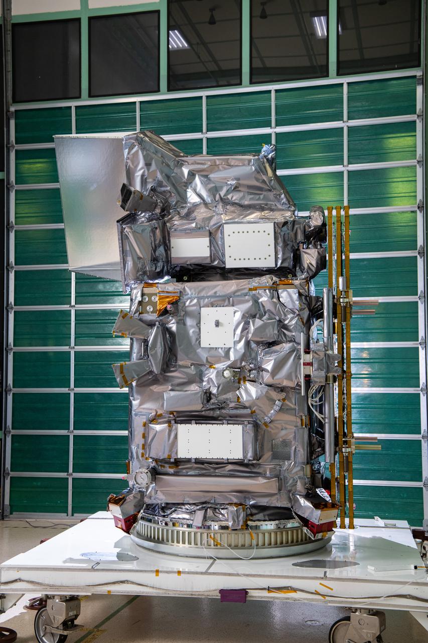 The Plankton, Aerosol, Cloud, ocean Ecosystem (PACE) in the clean room at NASA's Goddard Space Flight Center in Greenbelt, Maryland on October 31st, 2023.   PACE's unprecedented spectral coverage will provide the first-ever global measurements designed to identify phytoplankton community composition. The mission will make global ocean color measurements, using the Ocean Color Instrument (OCI), to provide extended data records on ocean ecology and global biogeochemistry along with polarimetry measurements, using the Spectro-polarimeter for Planetary Exploration (SPEXone) and the Hyper Angular Research Polarimeter (HARP2) to provide extended data records on clouds and aerosols. The Earth-observing satellite mission, built at Goddard Space Flight Center in Greenbelt, MD, will continue and advance observations of global ocean color, biogeochemistry, and ecology, as well as the carbon cycle, aerosols and clouds.