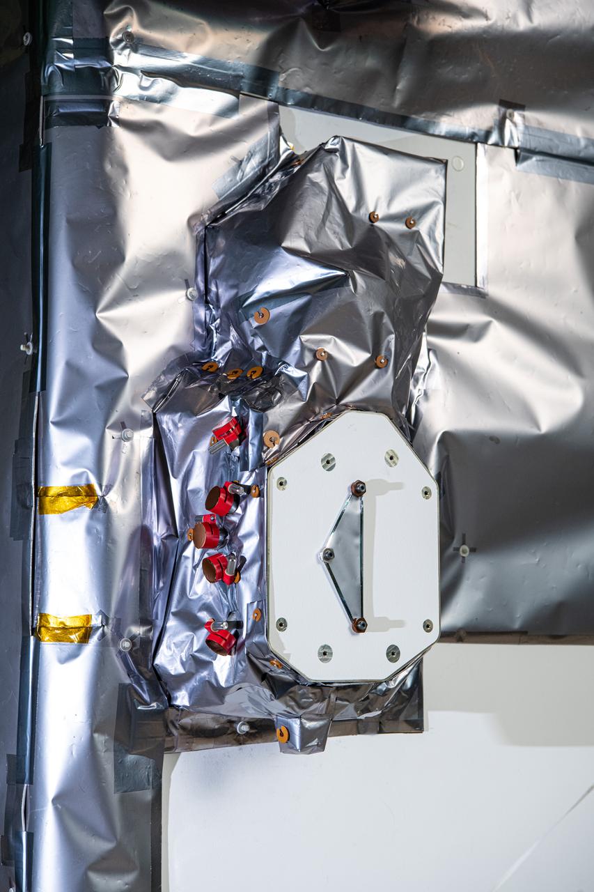 The SPEXone instrument on The Plankton, Aerosol, Cloud, ocean Ecosystem (PACE) in the clean room at NASA's Goddard Space Flight Center in Greenbelt, Maryland on October 31st, 2023.   SPEXone is one of three instruments on NASA's Plankton, Aerosol, Cloud, ocean Ecosystem (PACE) observatory and has been developed by a Dutch consortium consisting of SRON Netherlands Institute for Space Research and Airbus Defence and Space Netherlands, supported by opto-mechanical expertise from TNO. SRON and Airbus DS NL are responsible for the design, manufacturing and testing of the instrument. The scientific lead is in the hands of SRON. SPEXone is a public-private initiative, funded by the Netherlands Space Office (NSO), the Netherlands Organization of Scientific Research (NWO), SRON and Airbus DS NL.  PACE's unprecedented spectral coverage will provide the first-ever global measurements designed to identify phytoplankton community composition. The mission will make global ocean color measurements, using the Ocean Color Instrument (OCI), to provide extended data records on ocean ecology and global biogeochemistry along with polarimetry measurements, using the Spectro-polarimeter for Planetary Exploration (SPEXone) and the Hyper Angular Research Polarimeter (HARP2) to provide extended data records on clouds and aerosols. The Earth-observing satellite mission, built at Goddard Space Flight Center in Greenbelt, MD, will continue and advance observations of global ocean color, biogeochemistry, and ecology, as well as the carbon cycle, aerosols and clouds.