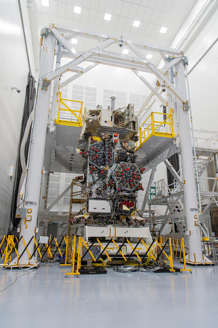 OSAM-1 spacecraft sits, almost completely assembled, in the cleanroom during integration at Goddard Space Flight Center, Greenbelt Md., Aug 28, 2024. This photo has been reviewed by Maxar, OSAM-1 project management, and the Export Control Office and is released for public view. NASA/Mike Guinto