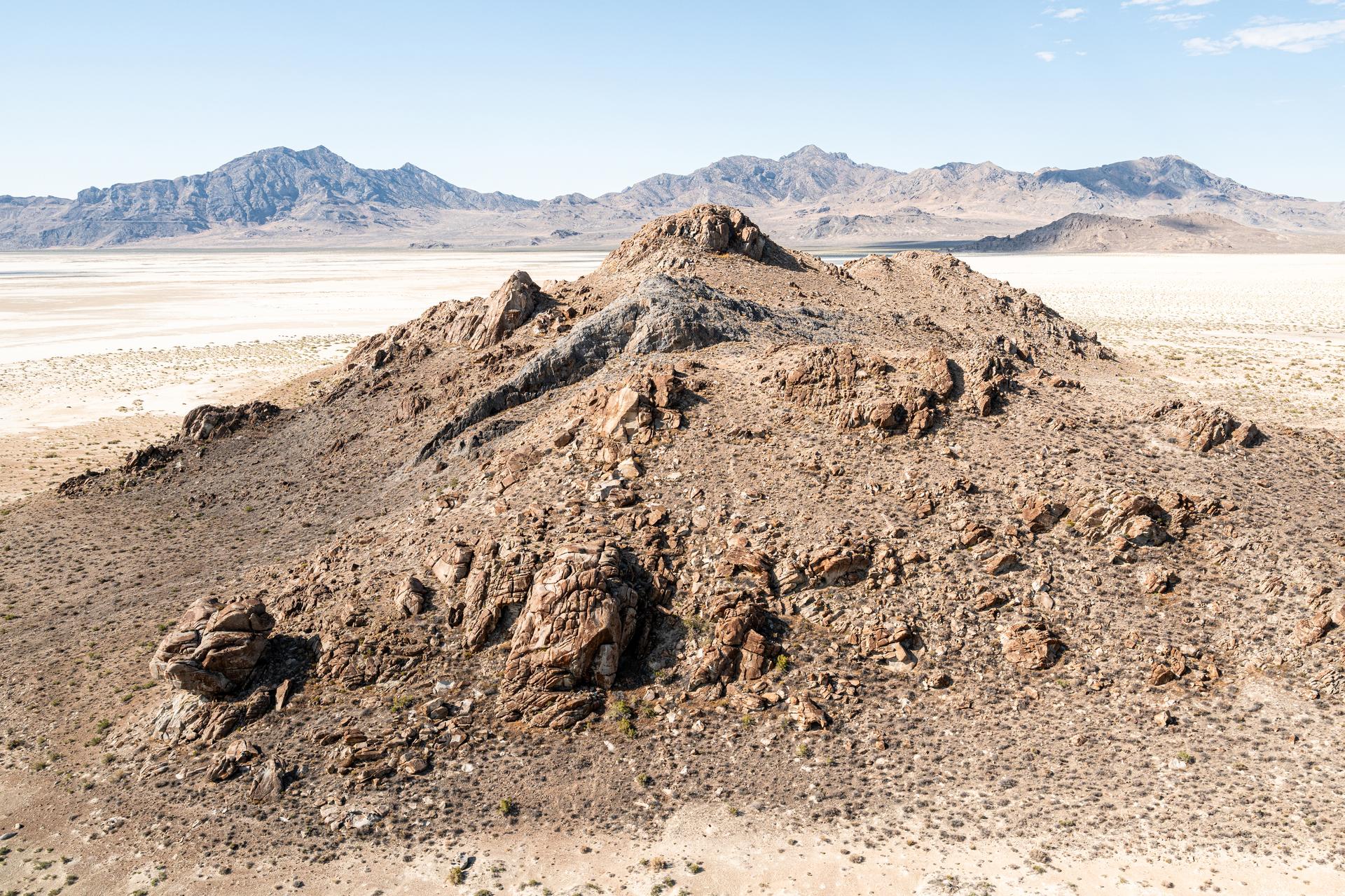 Detailed view of a rock outcrop at Crater Island, Utah on June 23, 2026. This outcropping was one of the points of interest to NASA's DAVINCI VADIX Mission for its distinct geologic properties. NASA/Mike Guinto