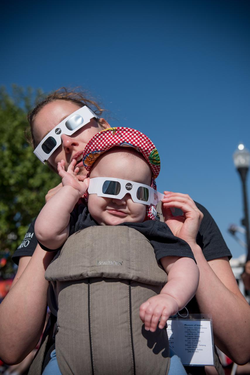 Juniper Doucette and her mother Chloe Doucette, head of education at the museum of Idaho Falls, enjoying the 2017 total solar eclipse.