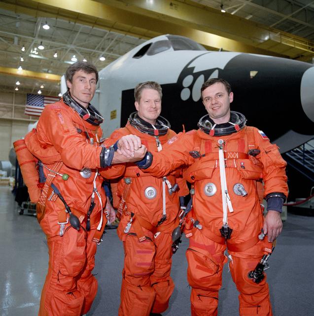 NASA image: First ISS crew, wearing LES