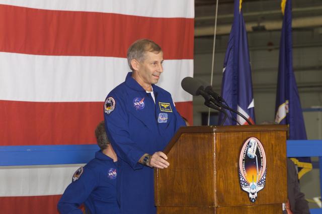 NASA image: Photographic documentation of the return of the STS-98 crew to Ellington Field