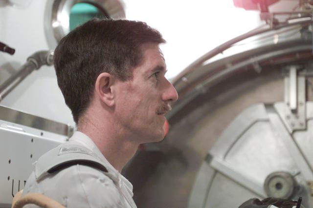 NASA image: STS-104 Crew Training of Jim Reilly in EMU fit check