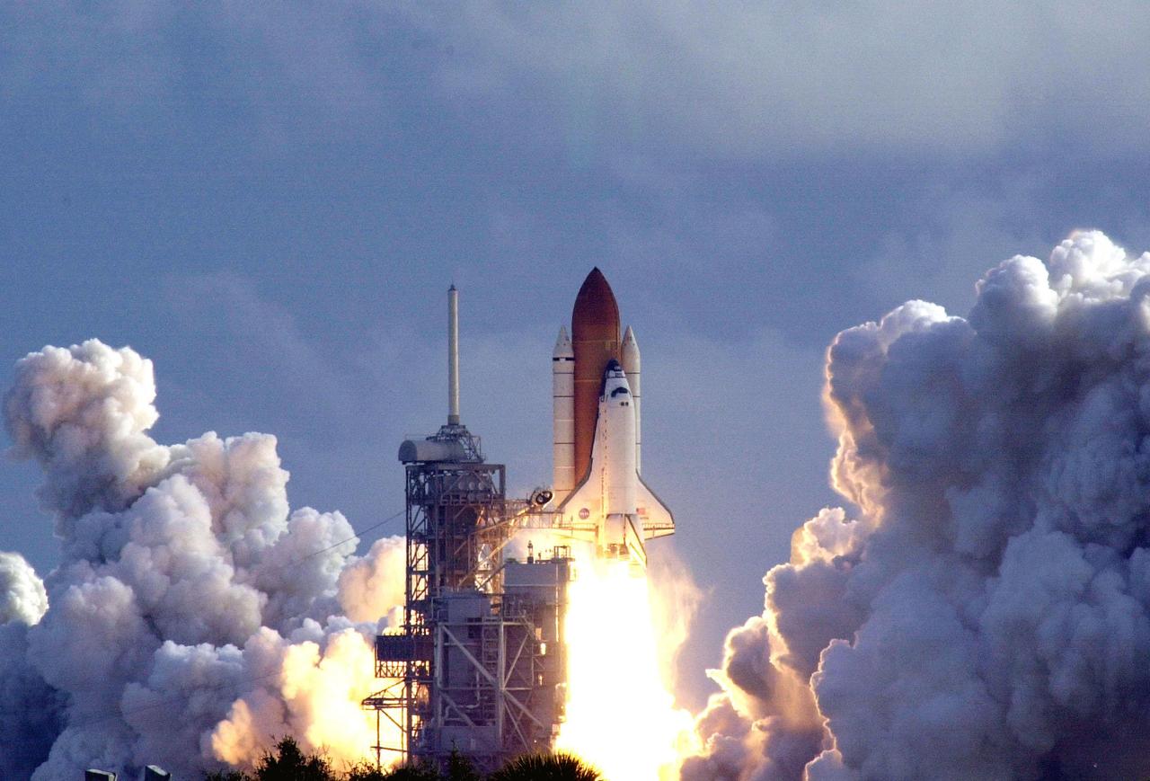 KENNEDY SPACE CENTER, Fla. -- A perfect launch sends Space Shuttle Atlantis, leaving a trail of flames and billows of smoke and clouds behind, hurtling toward space on mission STS-106. Liftoff occurred at 8:45:47 a.m. EDT today. On the 11-day mission to the International Space Station, the seven-member crew will perform support tasks on orbit, transfer supplies and prepare the living quarters in the newly arrived Zvezda Service Module. The first long-duration crew, dubbed “Expedition One,” is due to arrive at the Station in late fall. Landing of Atlantis is targeted for 4:45 a.m. EDT on Sept. 19