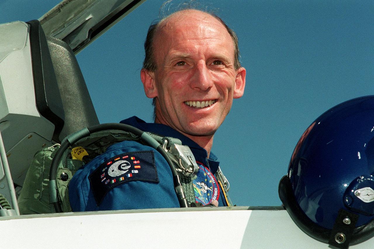 STS-99 Mission Specialist Gerhard P.J. Thiele of Germany arrives at KSC aboard a T-38 jet aircraft eager to prepare for the second launch attempt of Endeavour Feb. 11 at 12:30 p.m. EST from Launch Pad 39A. Thiele is with the European Space Agency. The earlier launch scheduled for Jan. 31 was scrubbed due to poor weather and a faulty Enhanced Master Events Controller in the orbiter's aft compartment. Over the next few days, the crew will review mission procedures, conduct test flights in the Shuttle Training Aircraft and undergo routine preflight medical exams. STS-99 is the Shuttle Radar Topography Mission, which will produce unrivaled 3-D images of the Earth's surface. The result of the Shuttle Radar Topography Mission could be close to 1 trillion measurements of the Earth's topography. Landing is expected at KSC on Feb. 22 at 4:36 p.m. EST
