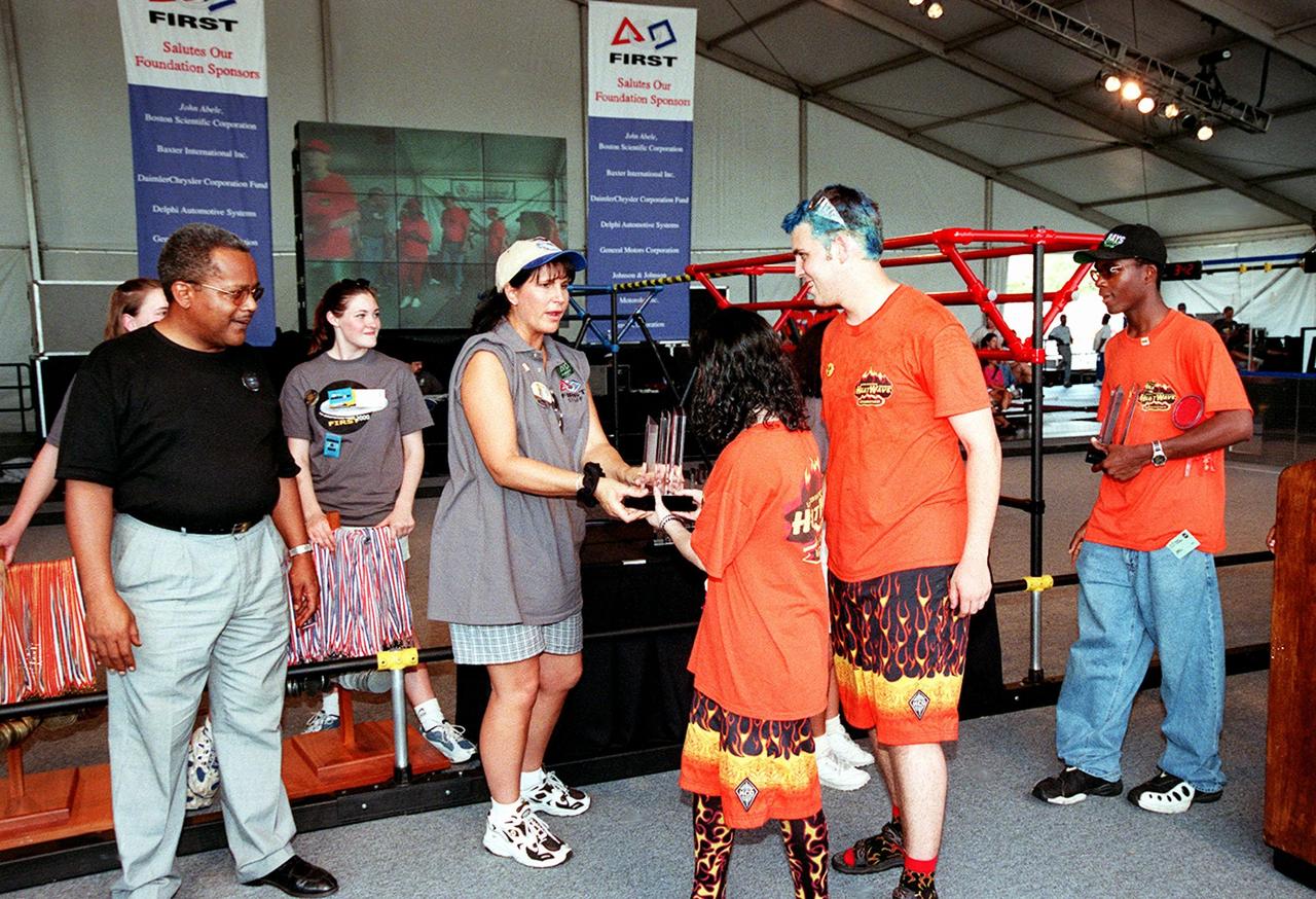 The Hero Team (278) robot, named Hero, is repaired in a Kennedy Space Center research and development machine shop. The team of Edgewater High School students was co-sponsored by NASA Kennedy Space Center and Honeywell. Students from all over the country are at the KSC Visitor Complex for the FIRST (For Inspiration and Recognition of Science and Technology) Southeast Regional competition March 9-11 in the Rocket Garden. Teams of high school students are testing the limits of their imagination using robots they have designed, with the support of business and engineering professionals and corporate sponsors, to compete in a technological battle against other schools' robots. Of the 30 high school teams competing, 16 are Florida teams co-sponsored by NASA and KSC contractors. Local high schools participating are Astronaut, Bayside, Cocoa Beach, Eau Gallie, Melbourne, Melbourne Central Catholic, Palm Bay, Rockledge, Satellite, and Titusville