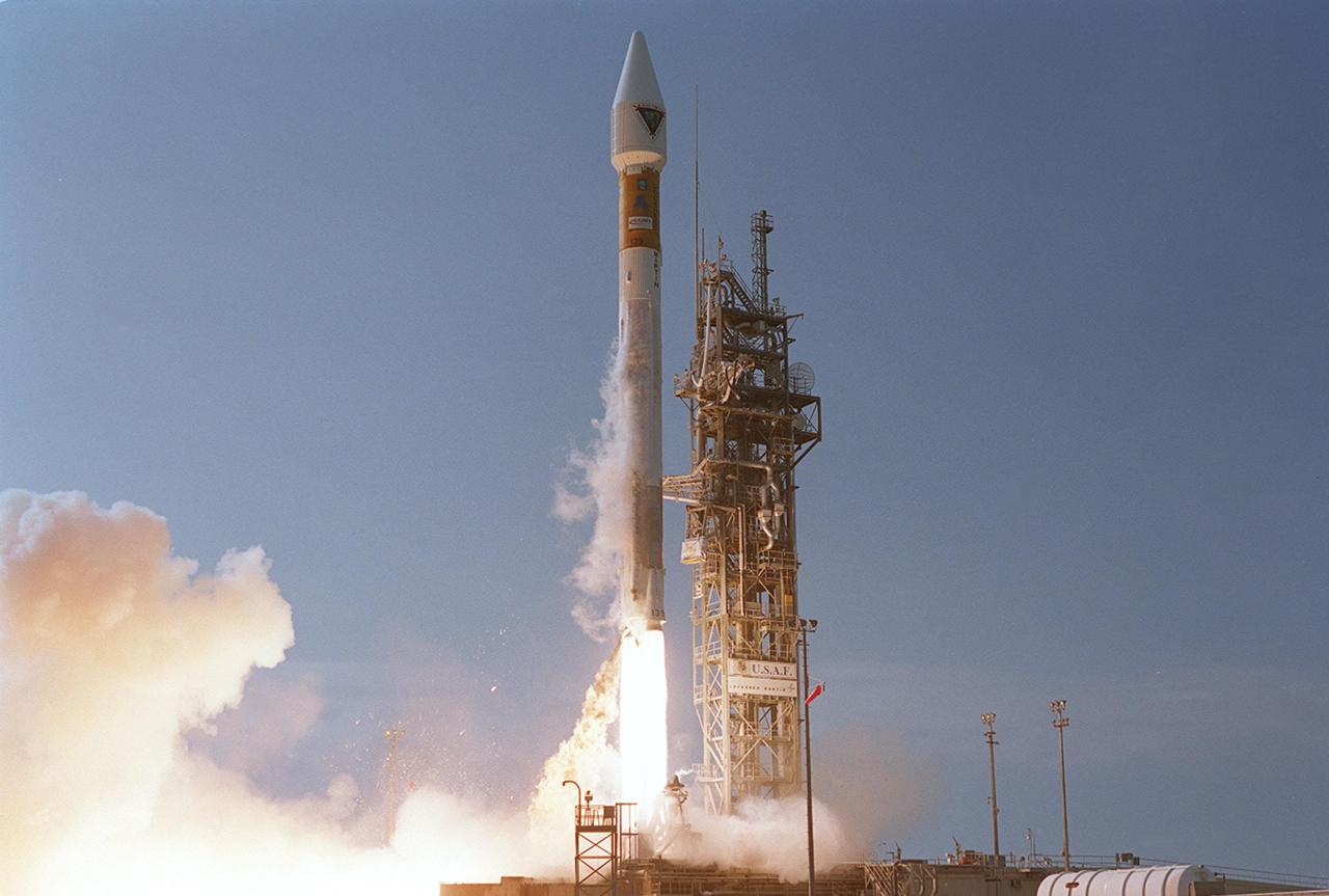 Leaving billowing clouds of steam and smoke behind, NASA’s Tracking and Data Relay Satellite (TDRS-H) shoots into the blue sky aboard an Atlas IIA/Centaur rocket from Pad 36A, Cape Canaveral Air Force Station. Liftoff occurred at 8:56 a.m. EDT. One of three satellites (labeled H, I and J) being built by the Hughes Space and Communications Company, the latest TDRS uses an innovative springback antenna design. A pair of 15-foot-diameter, flexible mesh antenna reflectors fold up for launch, then spring back into their original cupped circular shape on orbit. The new satellites will augment the TDRS system’s existing Sand Ku-band frequencies by adding Ka-band capability. TDRS will serve as the sole means of continuous, high-data-rate communication with the space shuttle, with the International Space Station upon its completion, and with dozens of unmanned scientific satellites in low earth orbit