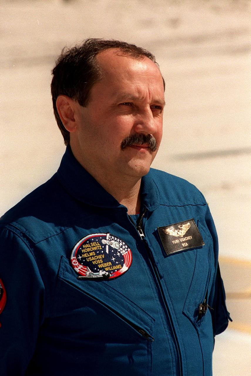 STS-102 Mission Specialist Yury Usachev listens to a question from the media during an interview session at the slidewire basket landing near Launch Pad 39B. He is part of the Expedition Two crew flying on Space Shuttle Discovery for STS-102l. The others are Mission Specialists James Voss and Susan Helms. They will be joining Commander James Wetherbee, Pilot James Kelly and Mission Specialists Andrew Thomas and Paul Richards for the eighth construction flight to the International Space Station. Voss, Helms and Usachev will be replacing the Expedition One crew, who will return to Earth with Discovery. STS-102 will be carrying the Multi-Purpose Logistics Module Leonardo. Launch on mission STS-102 is scheduled for March 8
