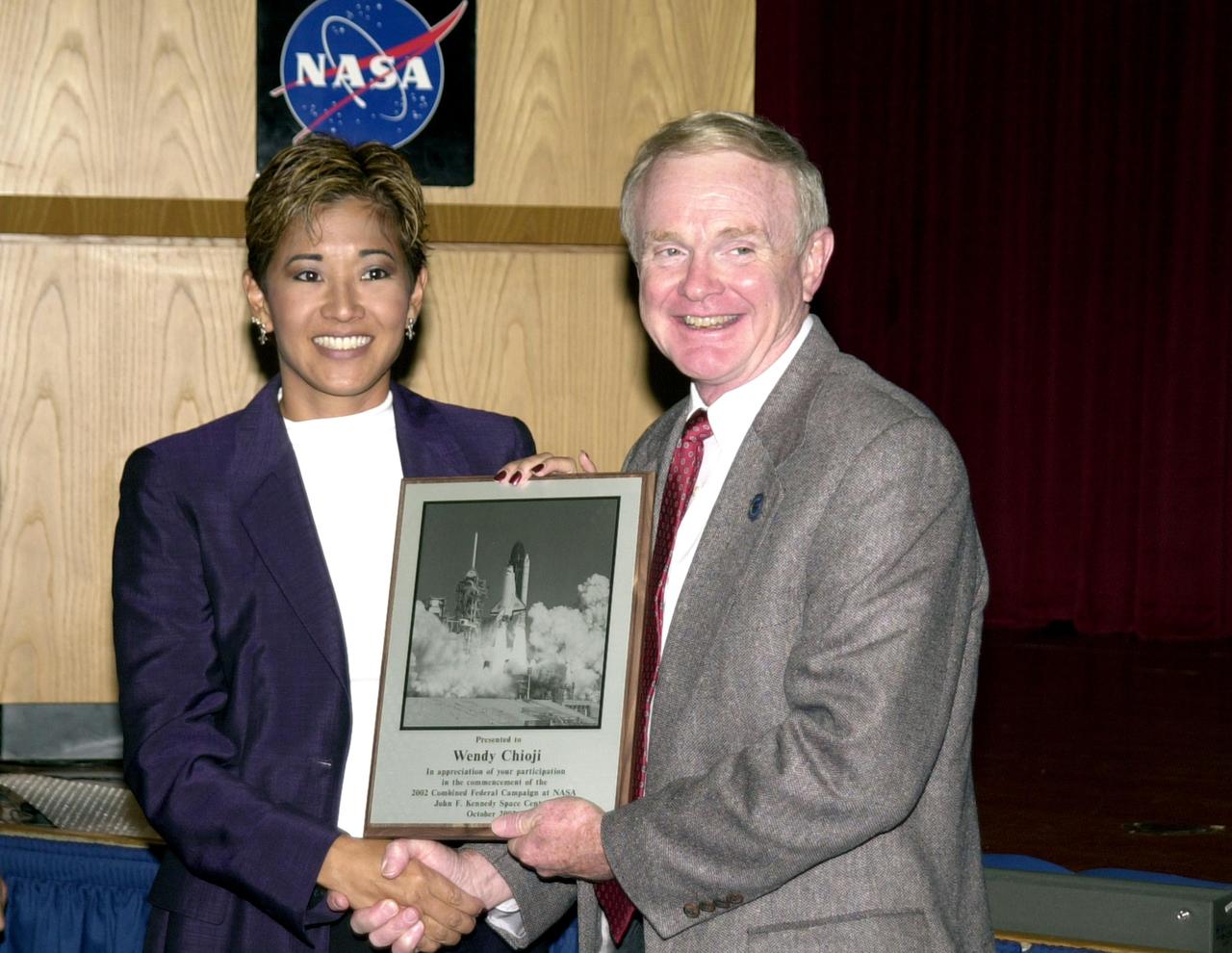 WESH-TV 2 News Anchor Wendy Chioji with Kennedy Space Center Director Roy Bridges