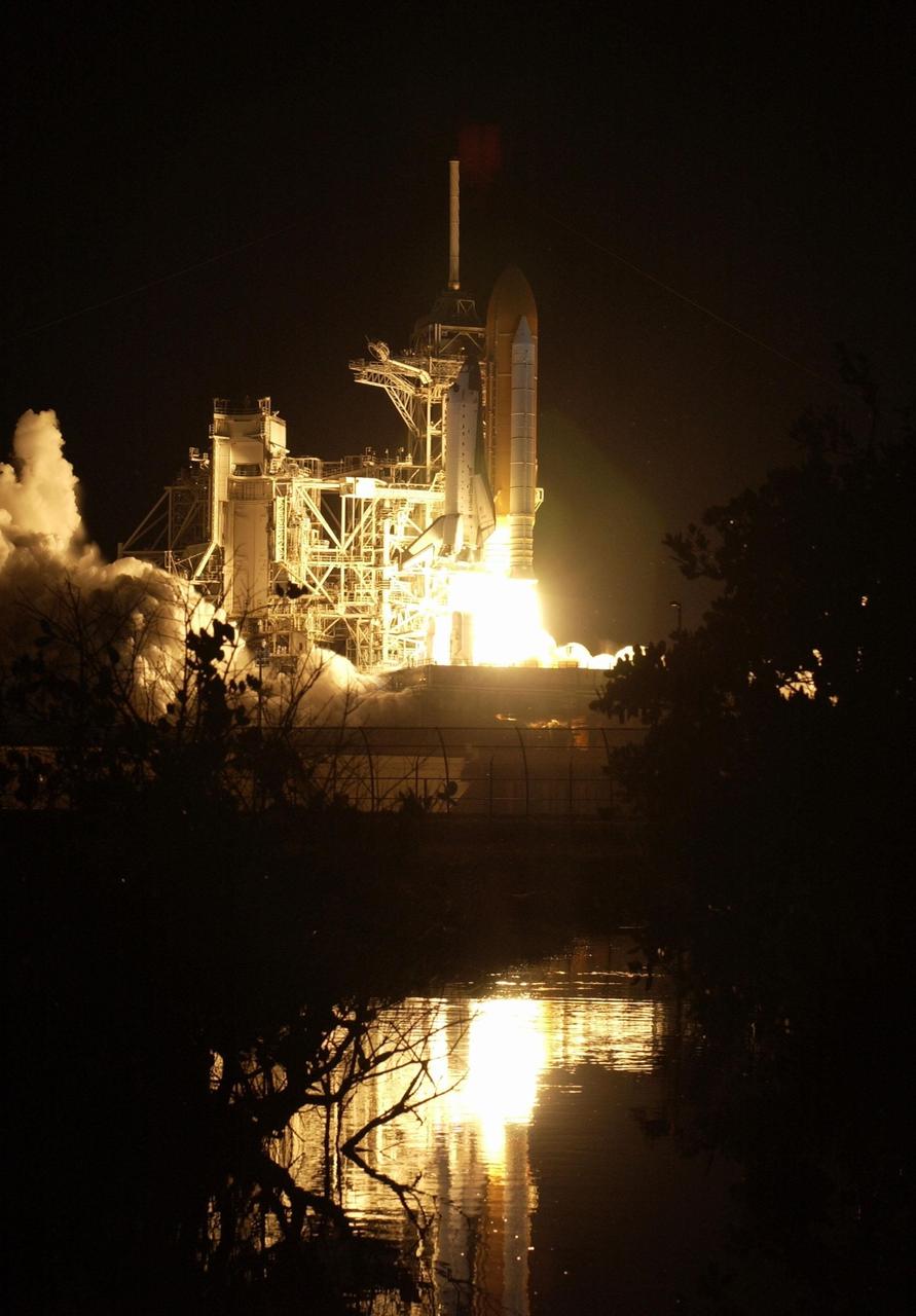 KENNEDY SPACE CENTER, Fla. -  Space Shuttle Columbia spews flames and smoke as it leaps off the launch pad  on its 27th flight into space on mission STS-109.  Liftoff occurred at 6:22:02:08 a.m. EST (11:22:02:08 GMT). The goal of the mission is the maintenance and upgrade of the Hubble Space Telescope, to be carried out in five spacewalks.  The crew of STS-109 comprises Commander Scott D. Altman, Pilot Duane G. Carey, Payload Commander John M. Grunsfeld, and Mission Specialists Nancy Jane Currie, Richard M. Linnehan, James H. Newman and Michael J. Massimino.  After an 11-day mission, Columbia is expected to return to Kennedy March 12 about 4:35 a.m. EST (09:35 GMT). 