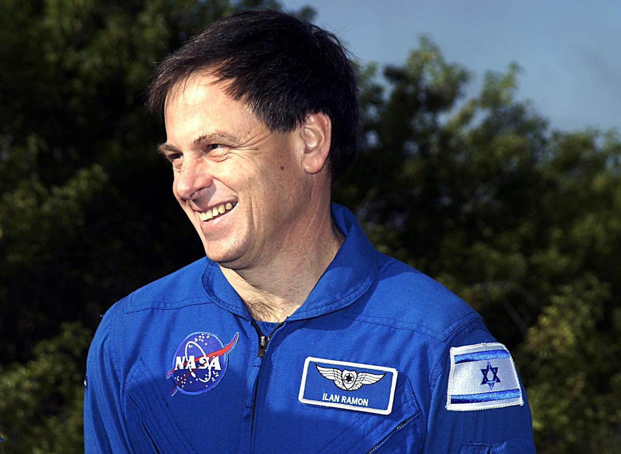 KENNEDY SPACE CENTER, FLA. -- STS-107 Payload Specialist Ilan Ramon, the first Israeli astronaut, participates in Terminal Countdown Demonstration Test activities, a standard part of Shuttle launch preparations. STS-107 is a mission devoted to research and will include more than 80 experiments that will study Earth and space science, advanced technology development, and astronaut health and safety. Launch is planned for Jan. 16, 2003, between 10 a.m. and 2 p.m. EST aboard Space Shuttle Columbia.