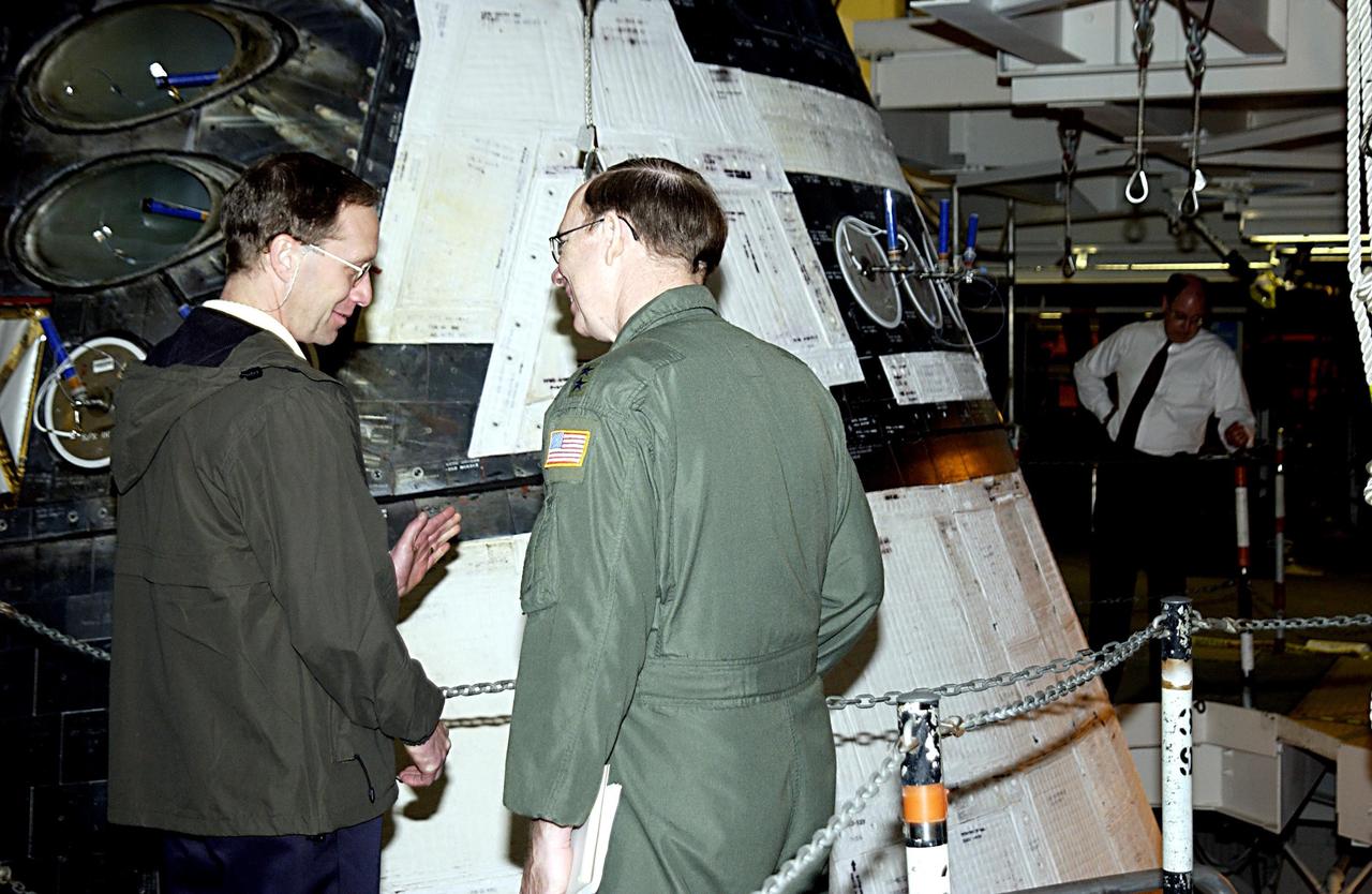 KENNEDY SPACE CENTER, FLA. - Members of the Columbia Accident Investigation Board tour sites at KSC to become familiar with the Shuttle launch process and elements.  Here they look at the nose of Space Shuttle Atlantis in the Vehicle Assembly Building. The independent board is charged with determining what caused the destruction of the Space Shuttle Columbia and the loss of its seven-member crew on Feb. 1 during reentry.