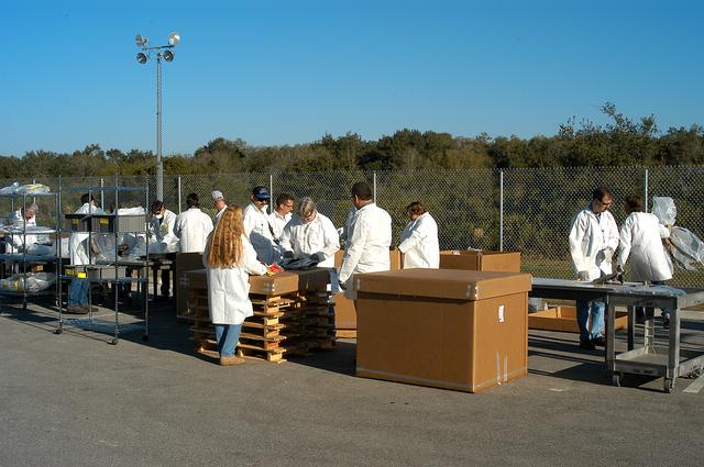 NASA image: STS-107 Columbia debris reconstruction team