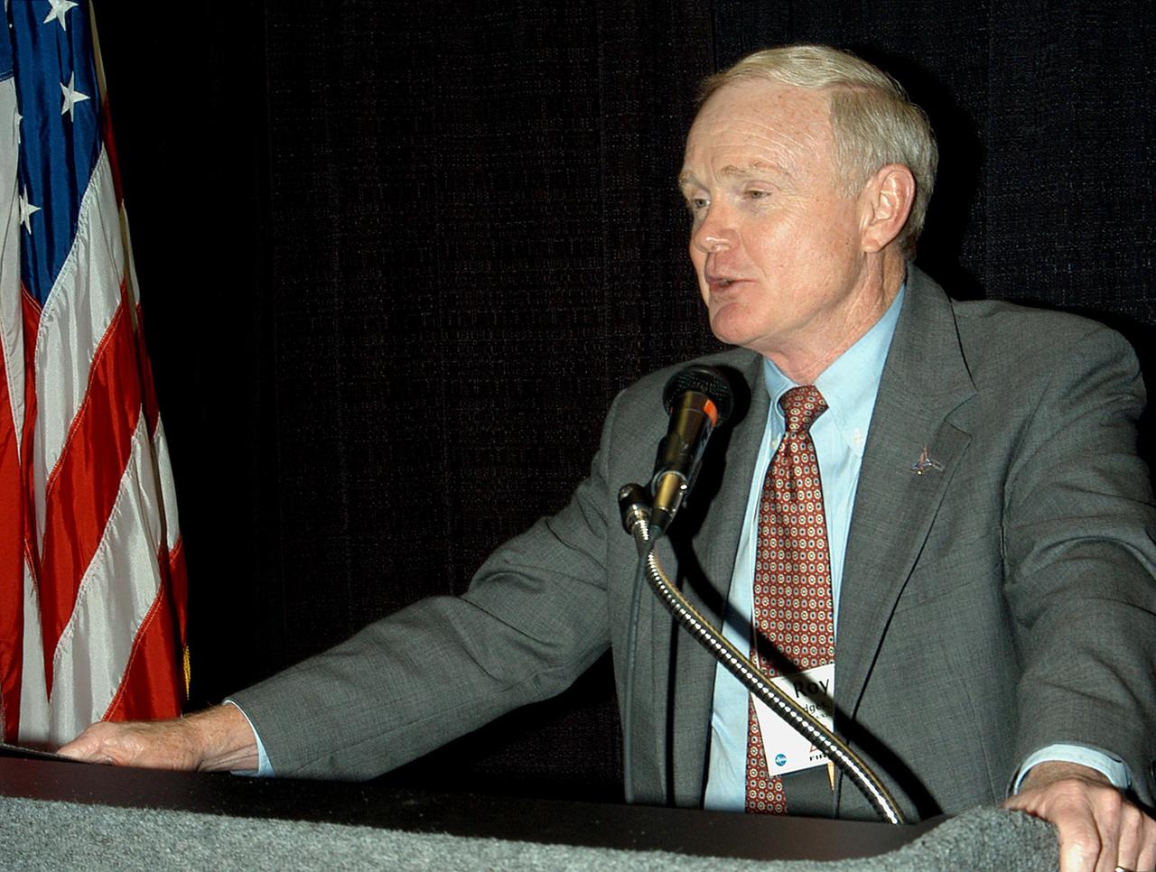 KENNEDY SPACE CENTER, FLA. - NASA/Kennedy Space Center Director Roy Bridges speaks to the attendees of an invitation-only luncheon held during the 2003 Southeastern Regional FIRST Robotic Competition. The competition is being held at the University of Central Florida (UCF) in Orlando, March 20-23. Forty student teams from around the country are participating in the event that pits team-built gladiator robots against each other in an athletic-style competition. The teams are sponsored by NASA/Kennedy Space Center, The Boeing Company/Brevard Community College, and Lockheed Martin Space Operations/Mission Systems for the nonprofit organization For Inspiration and Recognition of Science and Technology, known as FIRST. The vision of FIRST is to inspire in the youth of our nation an appreciation of science and technology and an understanding that mastering these disciplines can enrich the lives of all mankind.