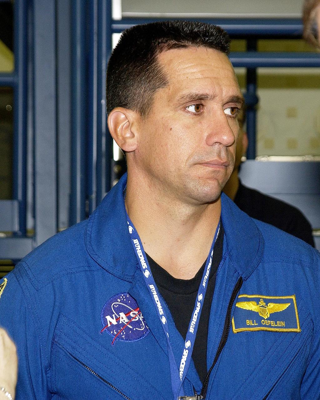 KENNEDY SPACE CENTER, FLA. - STS-116 Pilot William Oelefein is in training at SPACEHAB, Port Canaveral, Fla., along with other crew members Commander Terrence Wilcutt and Mission Specialists Robert Curbeam and Christer Fuglesang. Objective of their mission to the International Space Station is to deliver and attach the third port truss segment, the P5 Truss, deactivate and retract the P6 Truss Channel 4B (port-side) solar array, and reconfigure station power from 2A and 4A solar arrays. A launch date is under review.