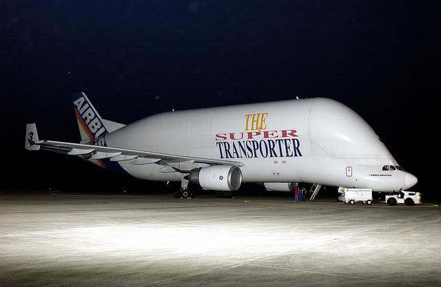 NASA image: KKENNEDY SPACE CENTER, FLA. -  A Beluga aircraft arrives at the Shuttle Landing Facility with its cargo of the Italian-built module, U.S. Node 2, for the International Space Station.  The second of three Station connecting modules, Node 2 attaches to the end of the U.S. Lab and provides attach locations for the Japanese laboratory, European laboratory, the Centrifuge Accommodation Module and, later, Multipurpose Logistics Modules. It will provide the primary docking location for the Shuttle when a pressurized mating adapter is attached to Node 2.  Installation of the module will complete  the U.S. Core of the ISS.  Node 2 is the designated payload for mission STS-120.  No orbiter or launch date has been determined yet.