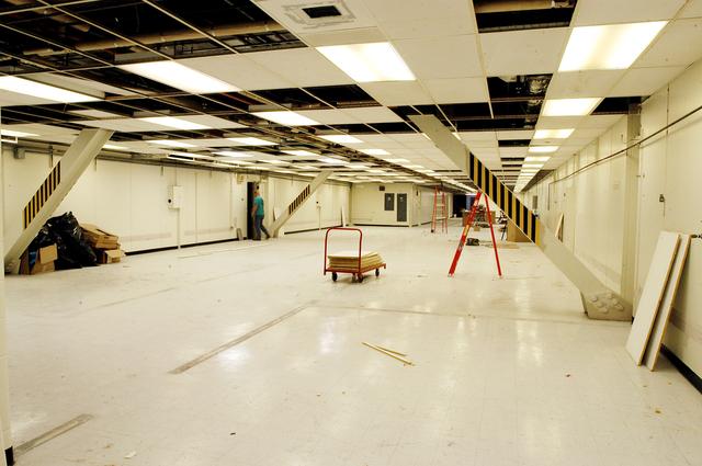 NASA image: KENNEDY SPACE CENTER, FLA.  -  An area of the Vehicle Assembly Building is being prepared to store the debris collected from Space Shuttle Columbia.  About 83,000 pieces were shipped to KSC during search and recovery efforts in East Texas.