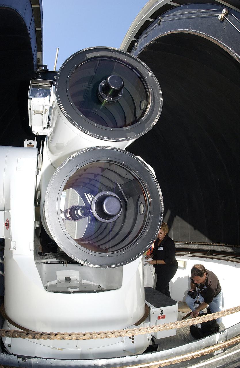 KENNEDY SPACE CENTER, FLA. -  Viewed here is part of the tracking telescope that provides optical support for launches from KSC and Cape Canaveral.  The telescope is part of the Distant Object Attitude Measurement System (DOAMS), which includes improved tracking cameras and long-range optical tracking systems that will be used to capture ascent imagery during the return to flight of the Space Shuttle.
