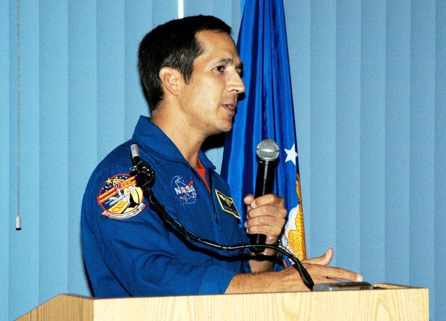 NASA image: KENNEDY SPACE CENTER, FLA. -   At a luncheon celebrating Native American Heritage Month held at the Patrick Air Force Base NCO Club, astronaut John Herrington speaks to invited guests.  Herrington is a tribally enrolled Chickasaw and the world’s first Native American astronaut, who last flew on mission STS-113 in 2002.