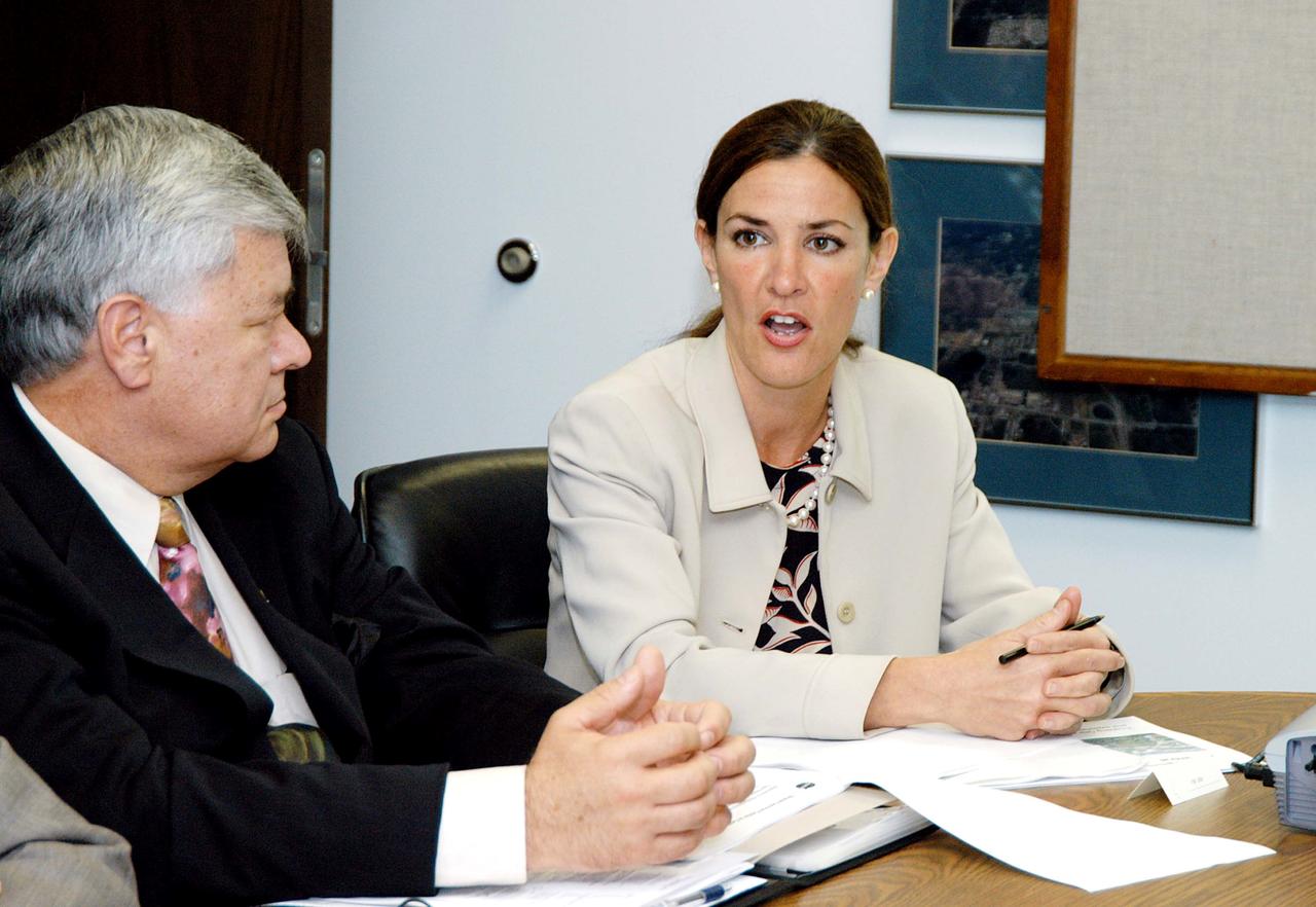 KENNEDY SPACE CENTER, FLA. - Pamella J. Dana, Ph.D., director, Office of Tourism, Trade, and Economic Development in Florida, takes part in the proposal for locating NASA’s new Shared Services Center in the Central Florida Research Park, near Orlando.  The presentation was given to NASA Administrator Sean O’Keefe and other officials.  The center would centralize NASA’s payroll, accounting, human resources, facilities and procurement offices that are now handled at each field center.  The consolidation is part of the One NASA focus.  Six sites around the U.S. are under consideration by NASA.