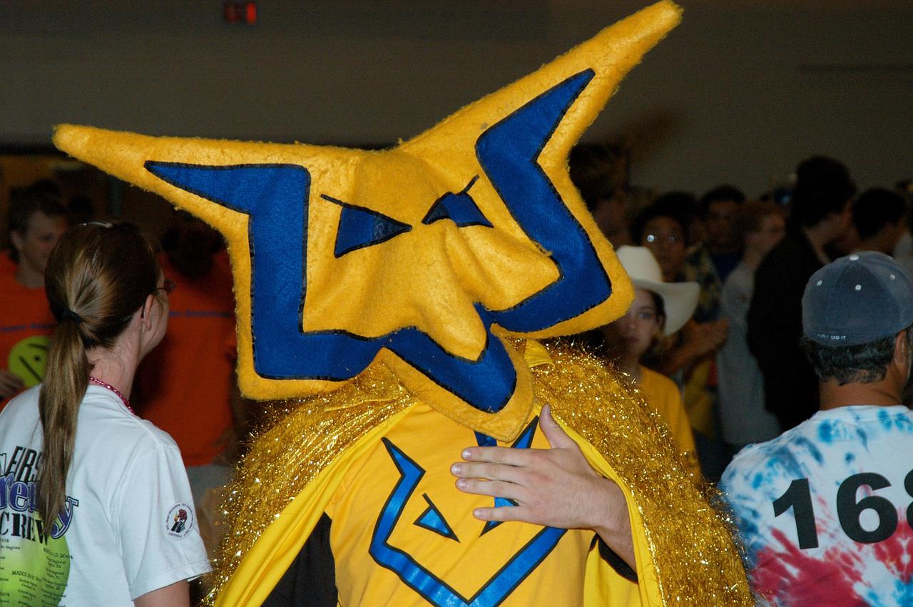 KENNEDY SPACE CENTER, FLA. -  A closeup of the team mascot of the Central Florida robotic team “Voltage” at the 2004 Florida Regional FIRST competition, held at the University of Central Florida.  Among the 41 teams competing from Canada, Brazil, Great Britain and the United States is the KSC-sponsored “Pink” team. FIRST is a nonprofit organization, For Inspiration and Recognition of Science and Technology, that sponsors the event pitting robots against each other in an athletic-style competition. The FIRST robotics competition is designed to provide students with a hands-on, inside look at engineering and other professional careers, pairing high school students with engineer mentors and corporations.