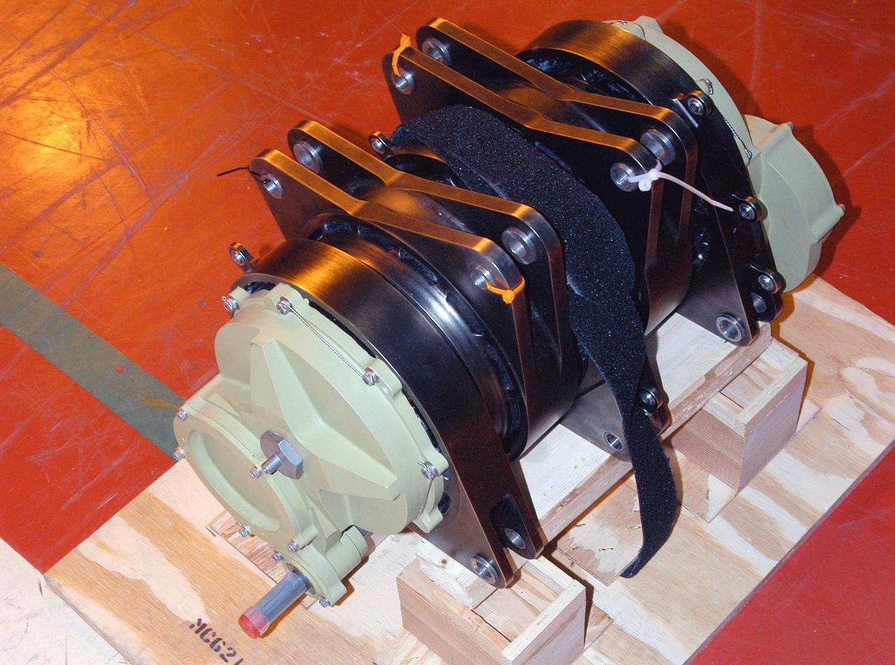 KENNEDY SPACE CENTER, FLA. - Rudder Speed Brake actuator No. 4 is ready for installation on Space Shuttle orbiter Discovery in the Orbiter Processing Facility. Discovery has been assigned to the first Return to Flight mission, STS-114, a logistics flight to the International Space Station.